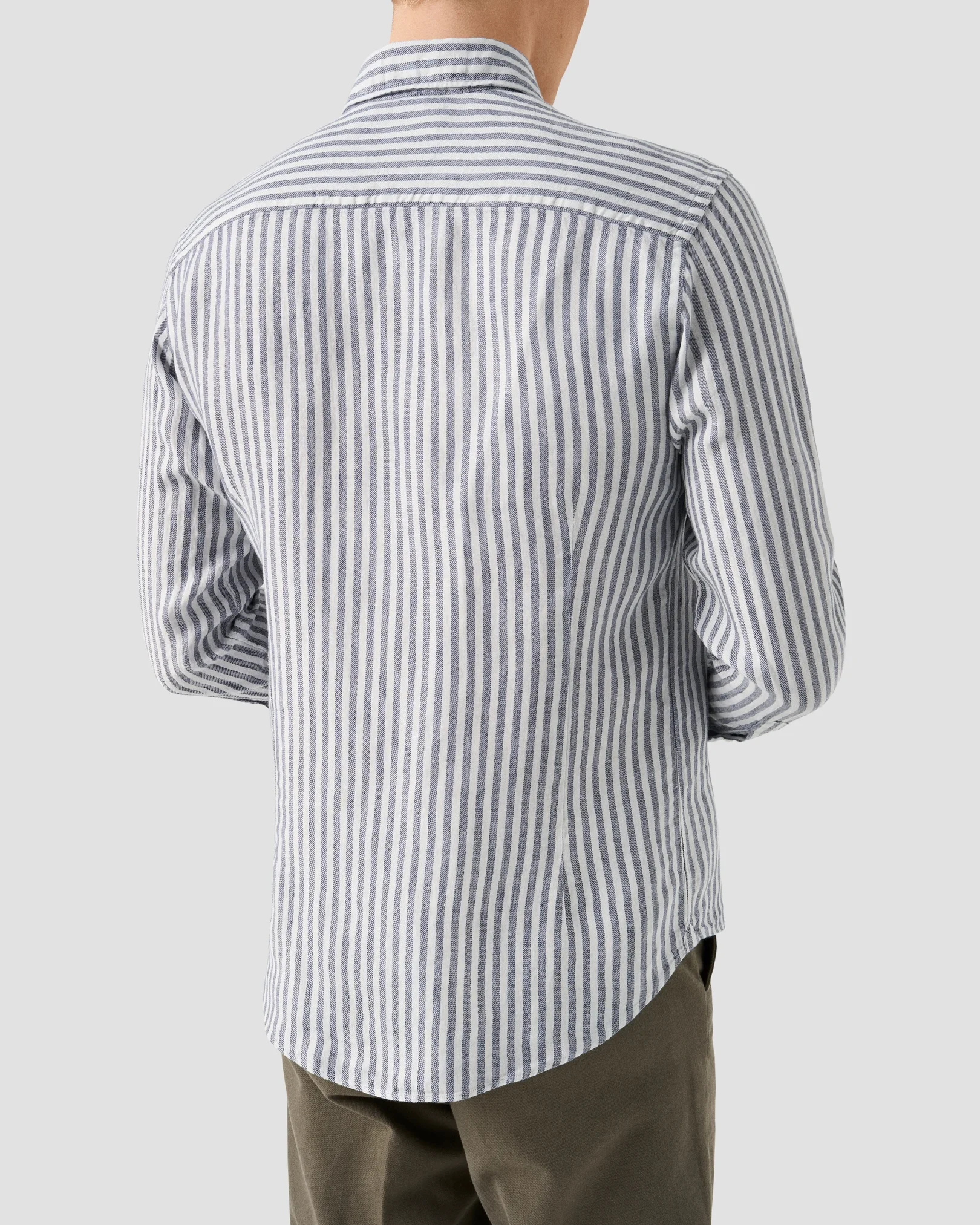 Eton - dark blue striped linen twill shirt