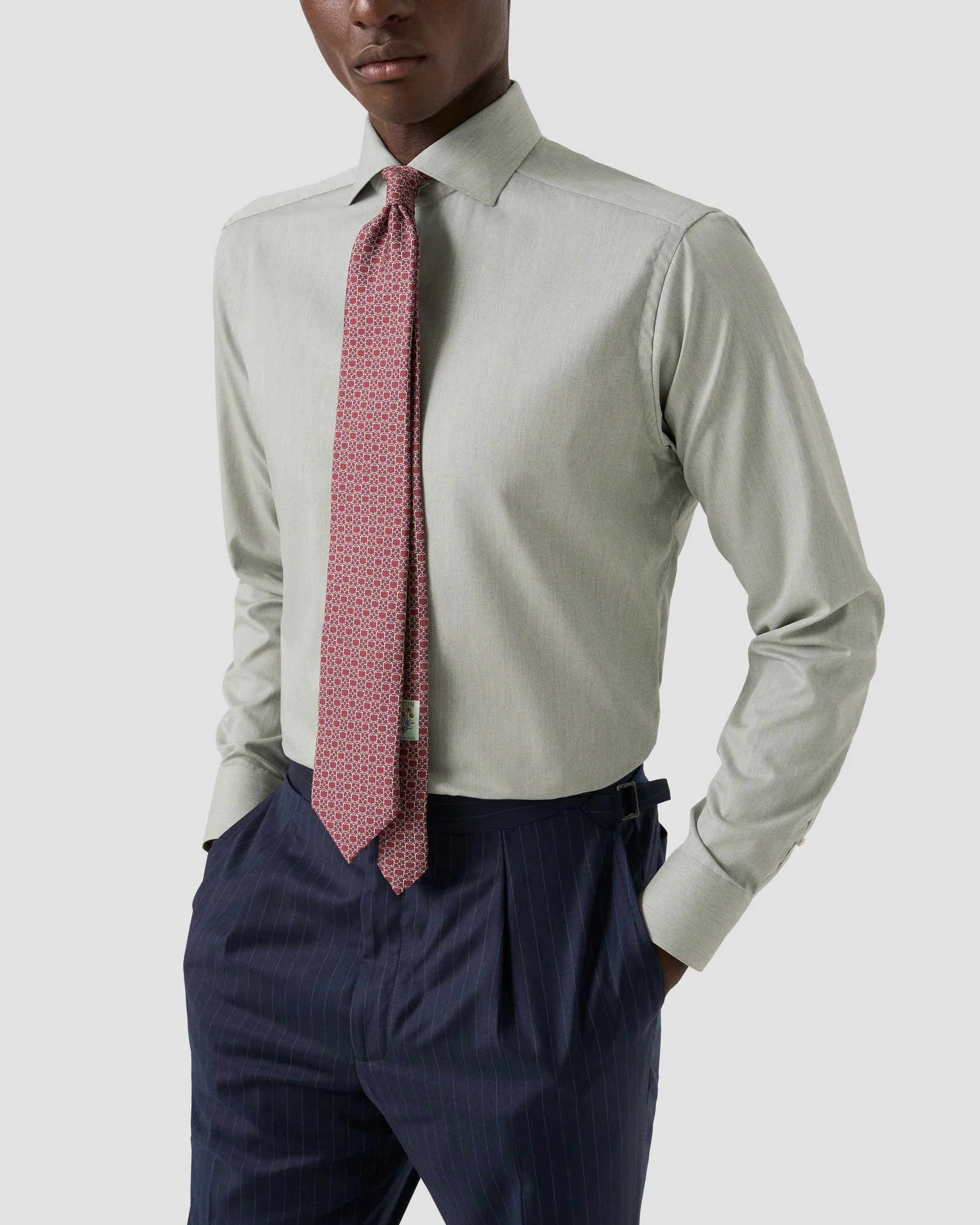 Eton - mid green solid twill shirt