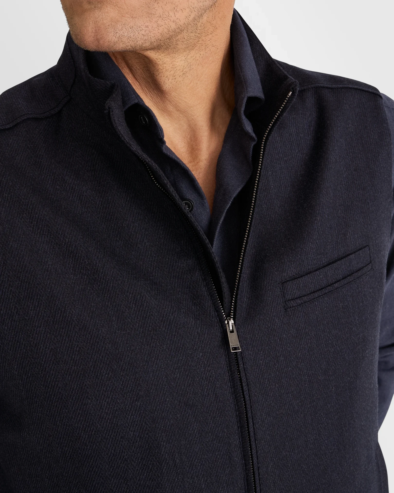 Eton - navy blue wool structure vest