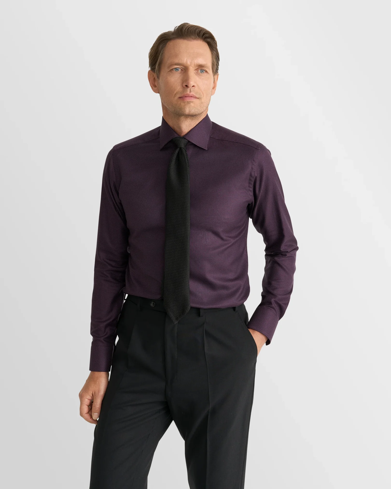 Eton - houndstooth king twill shirt 256