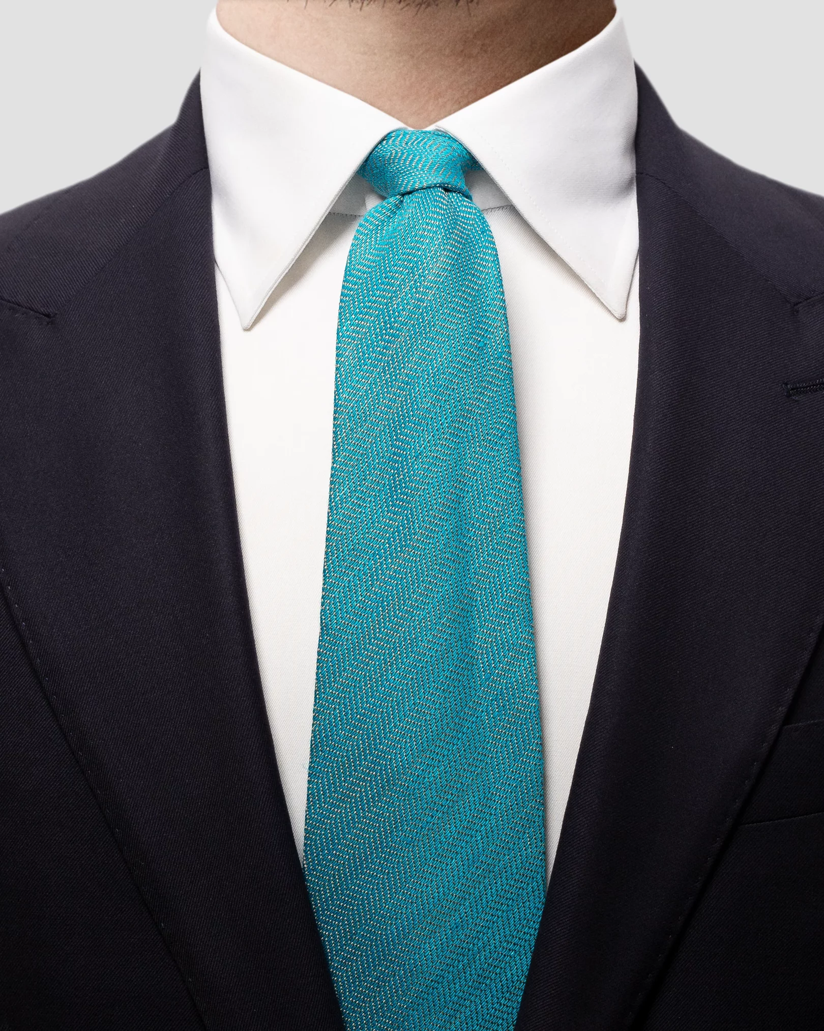 Eton - turquoise cotton linen silk tie