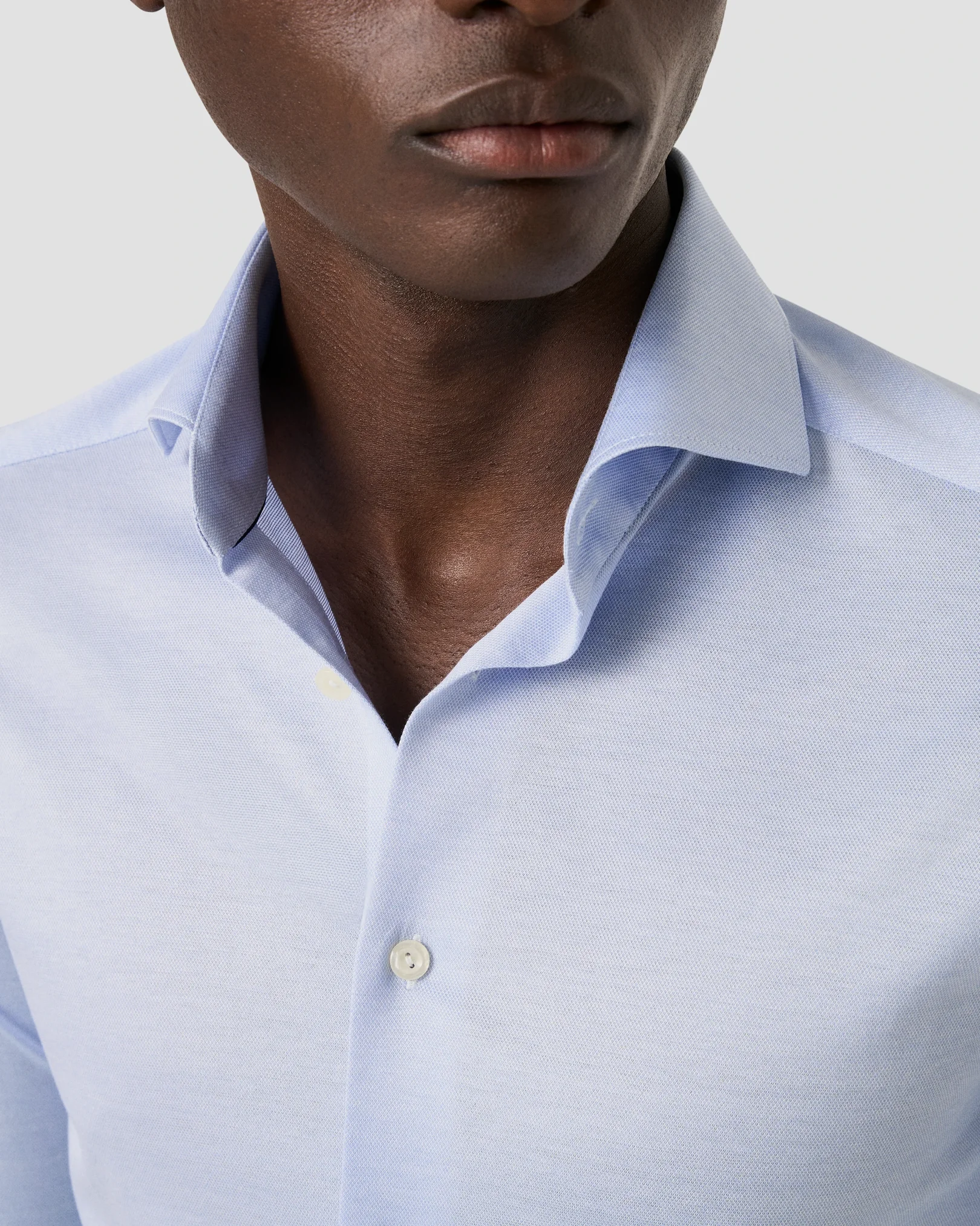 Eton - light blue filo di scozia knit shirt