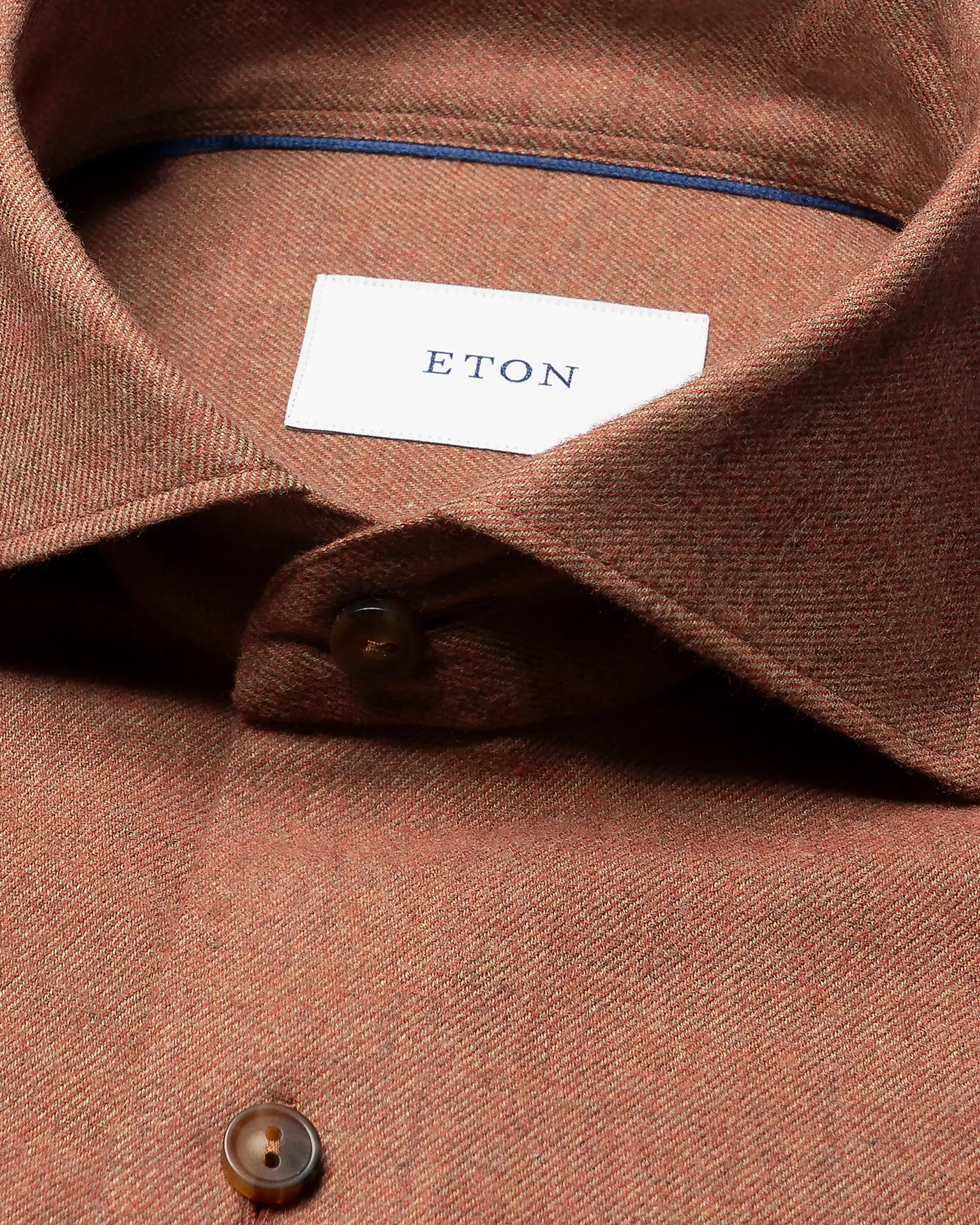 Eton - orange solid flannel shirt wide spread 266