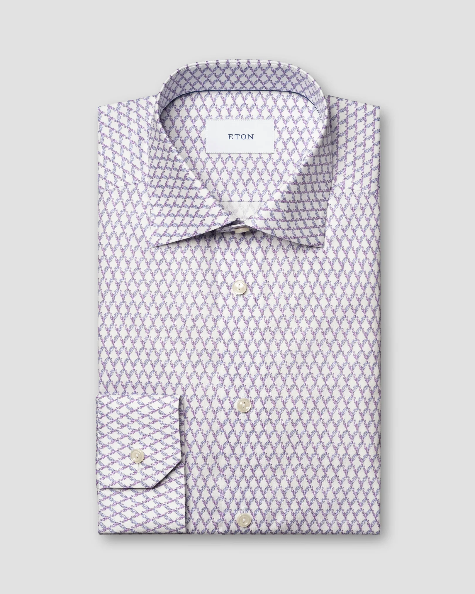 Eton - light purple motif signature twill shirt