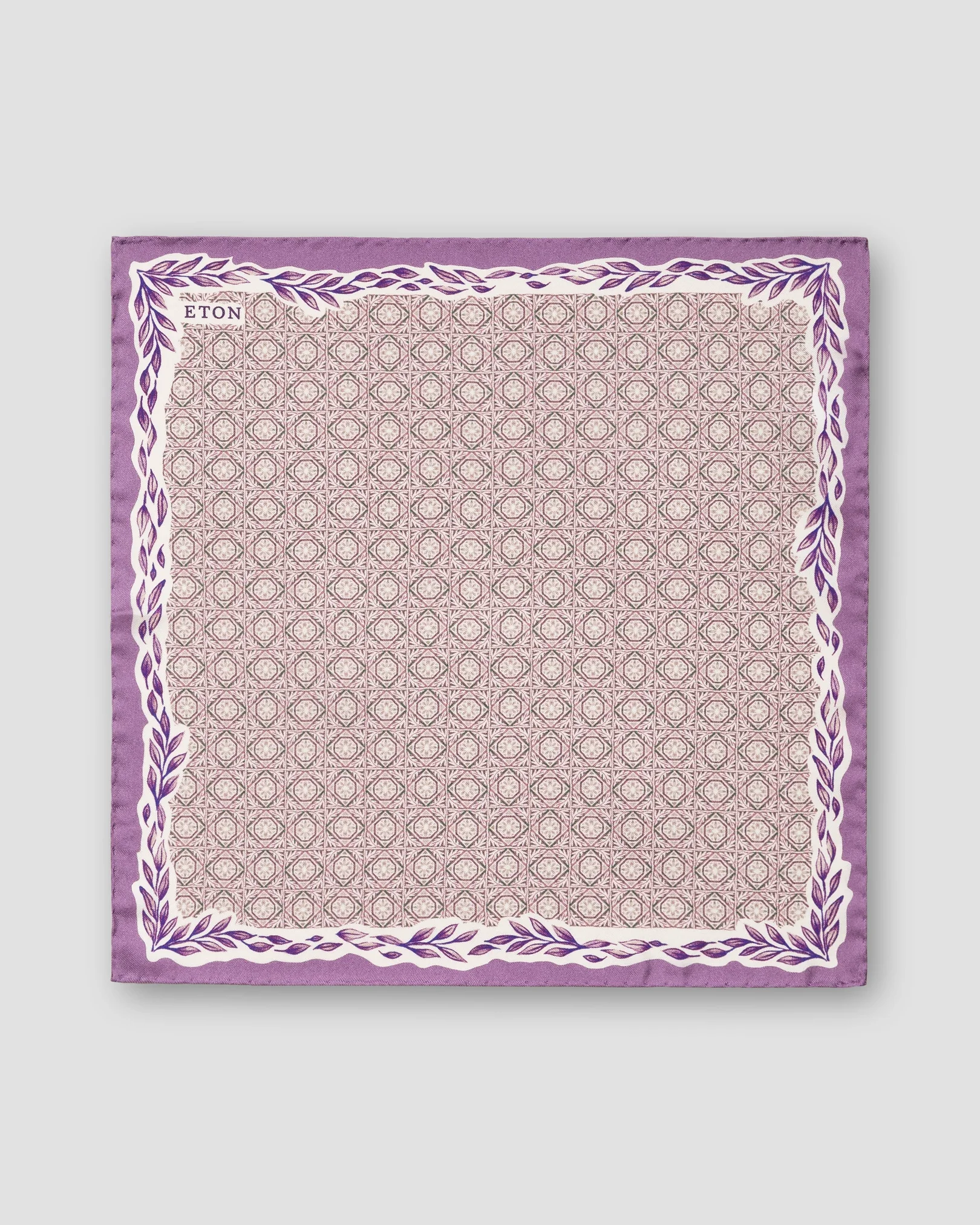 Eton - purple geometric silk pocket square