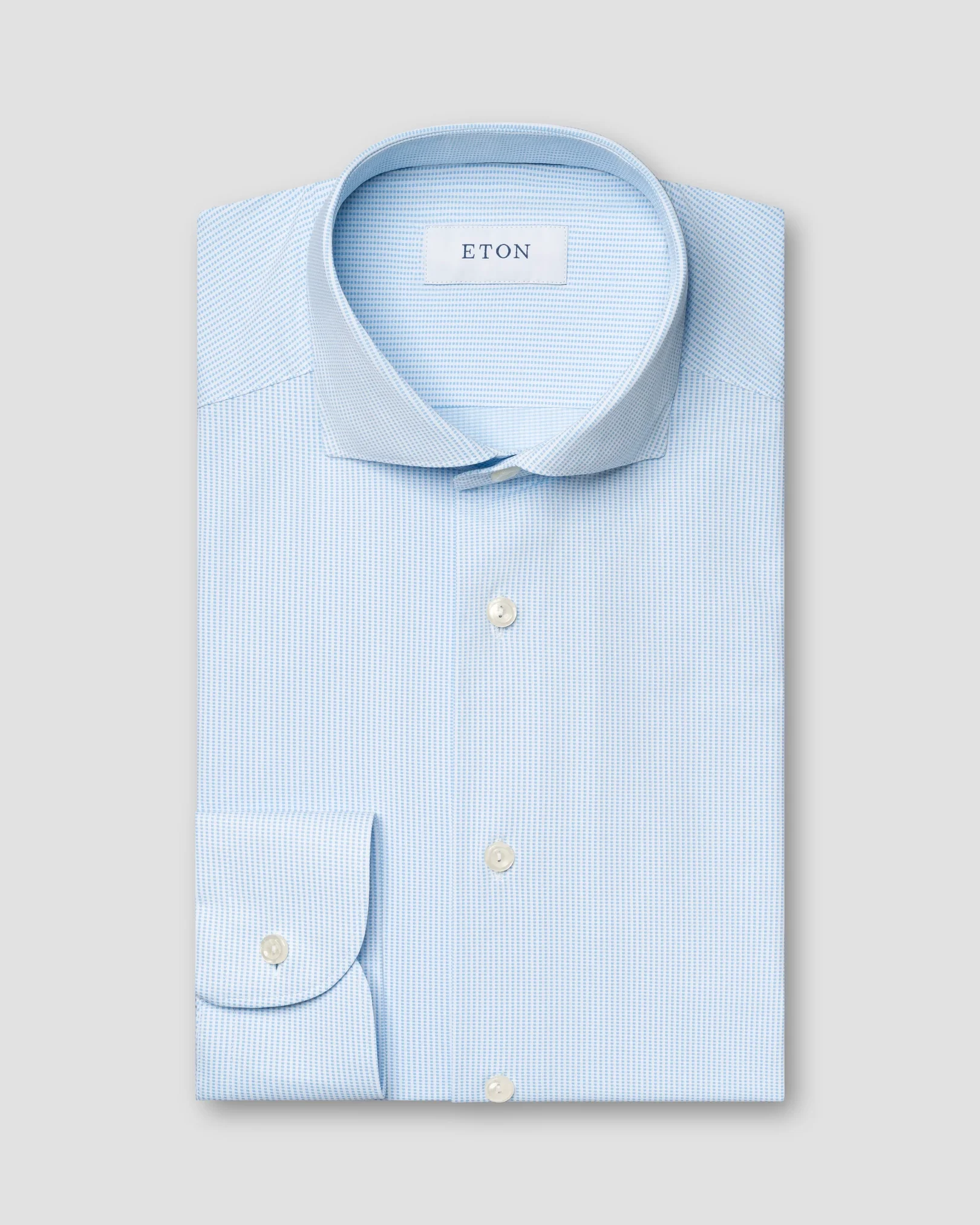 Eton - Light blue Semi Solid Four-Way Strech Shirt