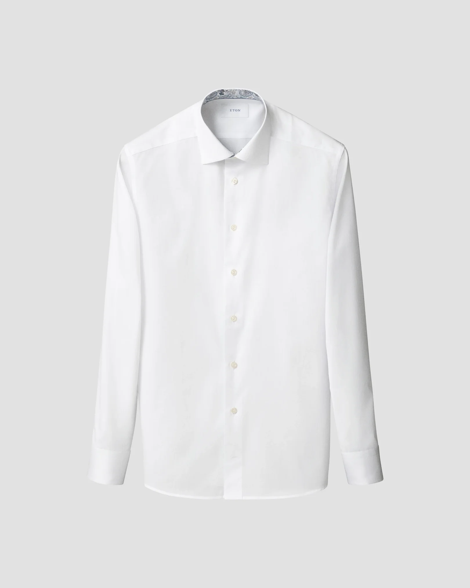 Eton - white solid paisley effect shirt cut away single slim