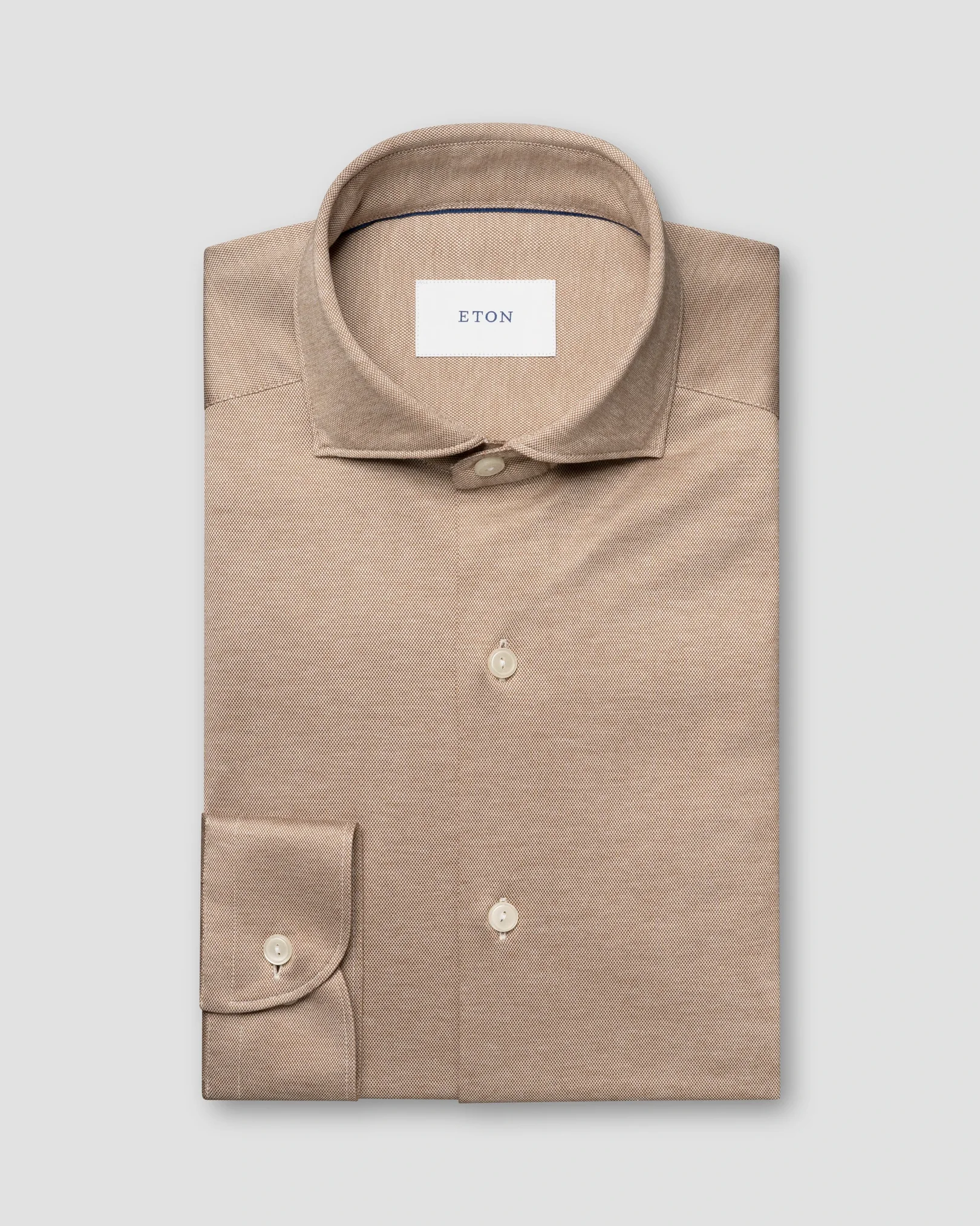 Eton - brown filo di scozia knit shirt