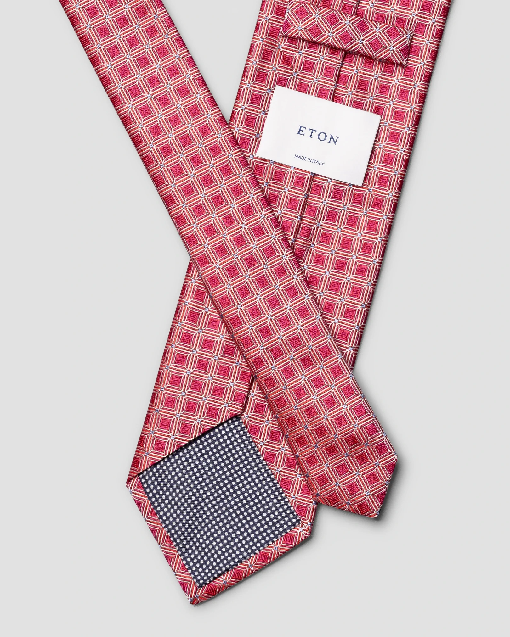 Eton - red geometrical woven silk tie red 261