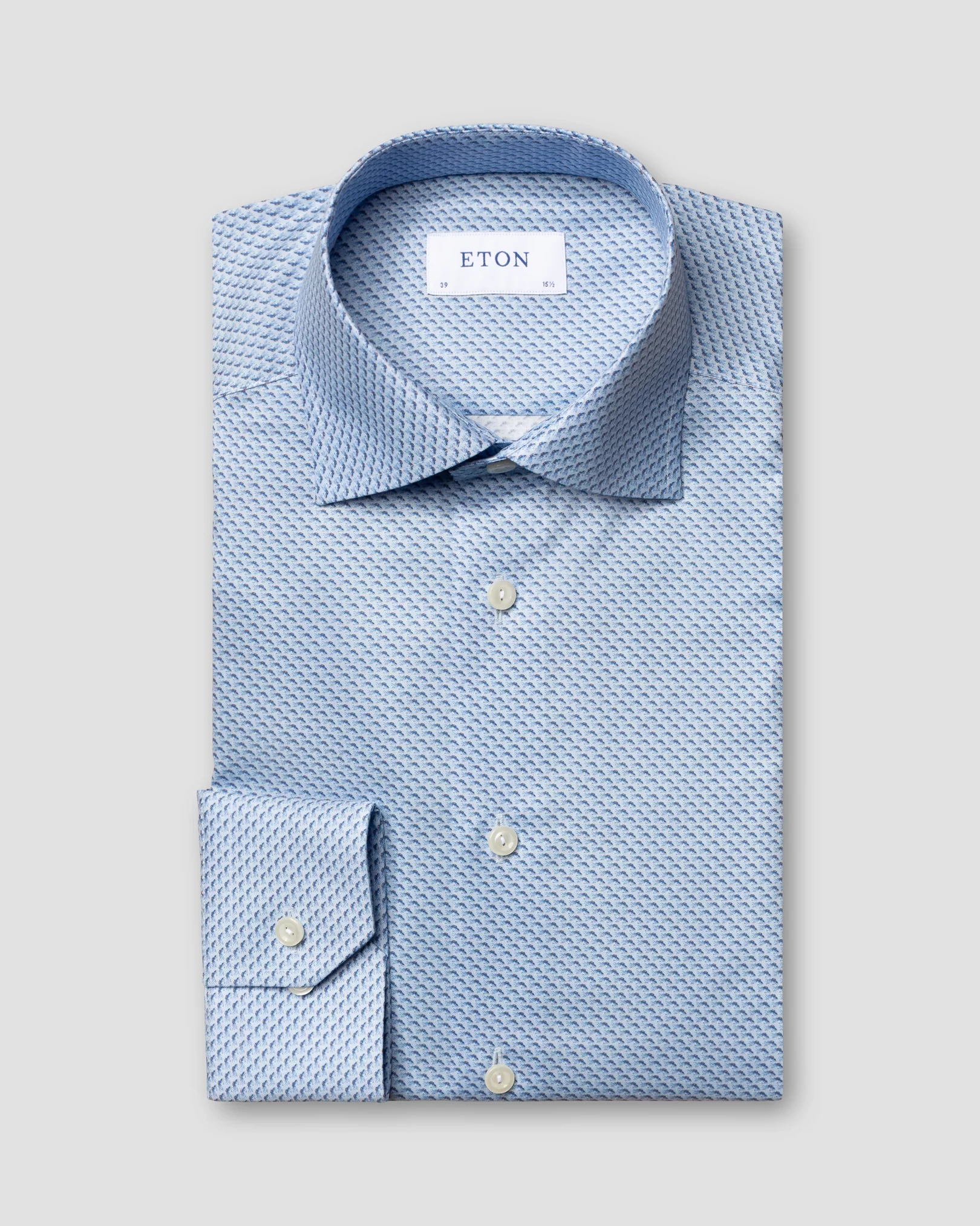 Eton - blue fish print signature twill shirt