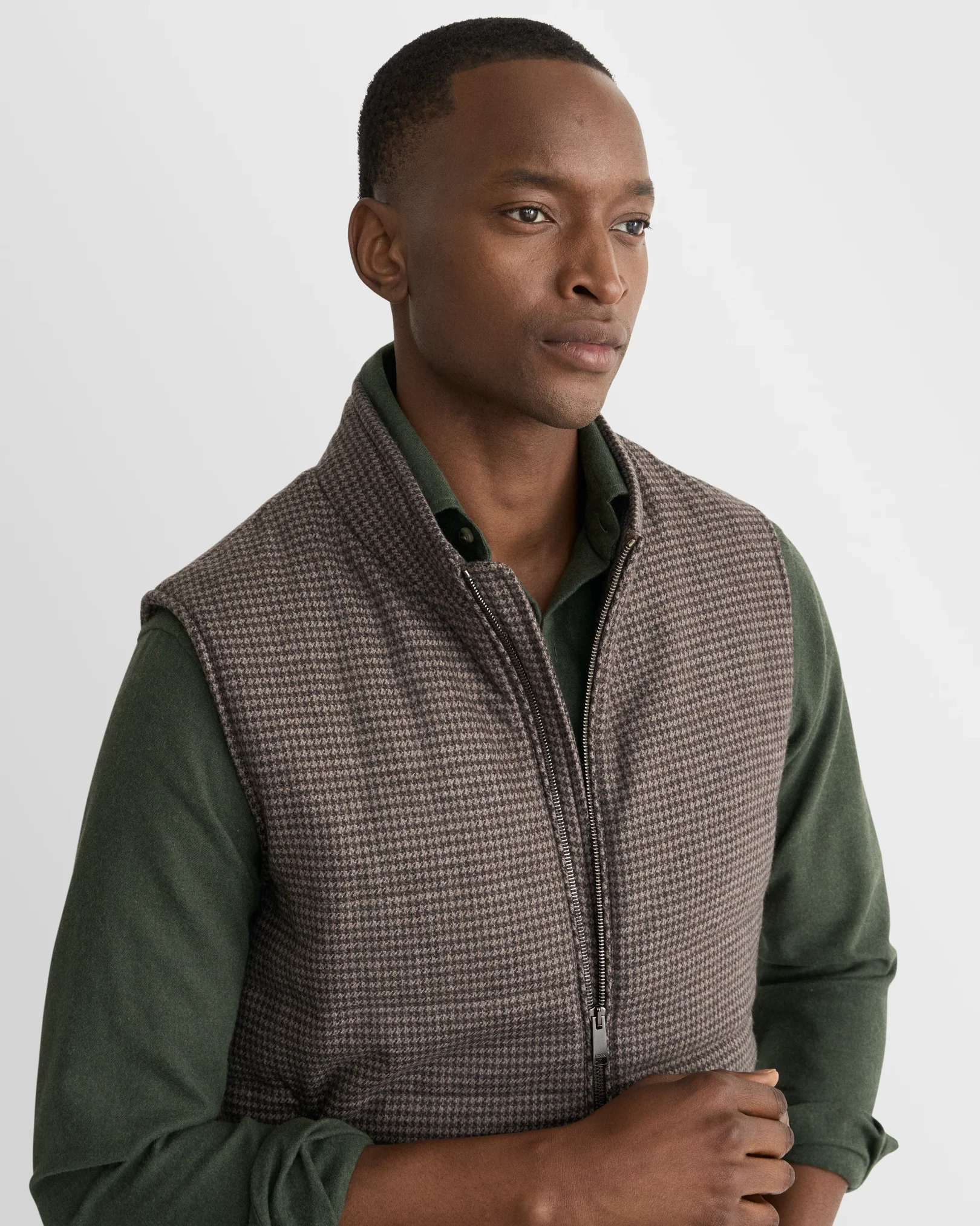 Eton - dark green solid flannel shirt