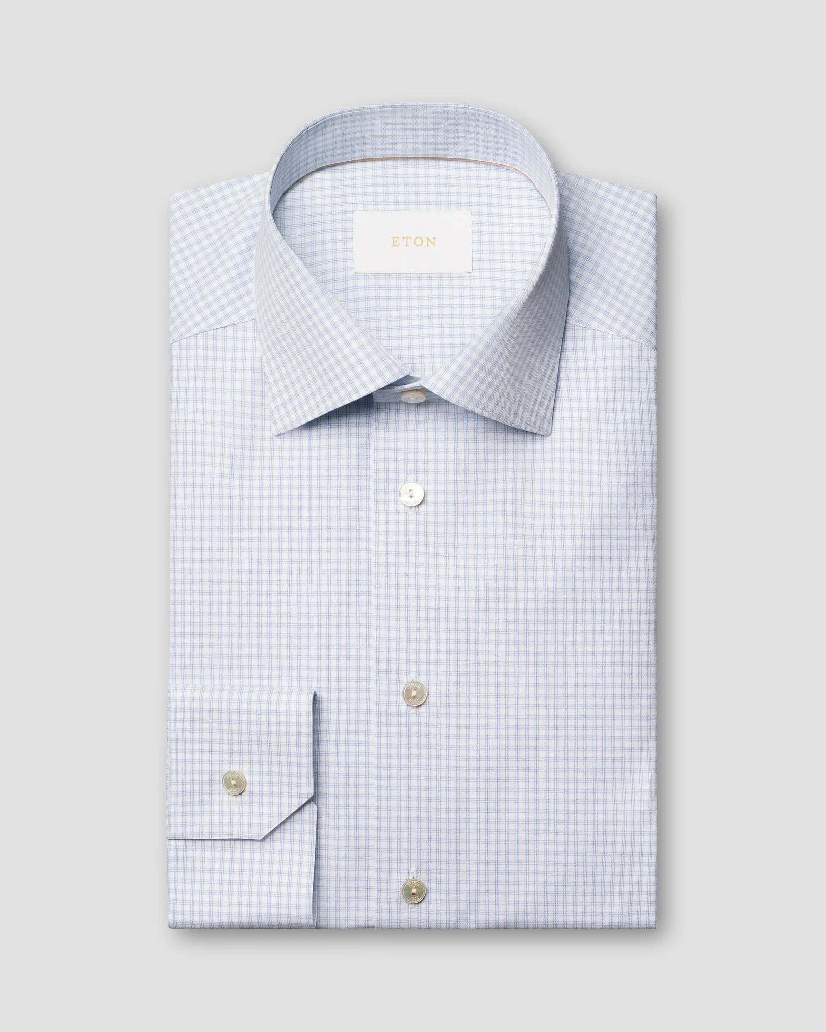 Eton - light blue check supima 263