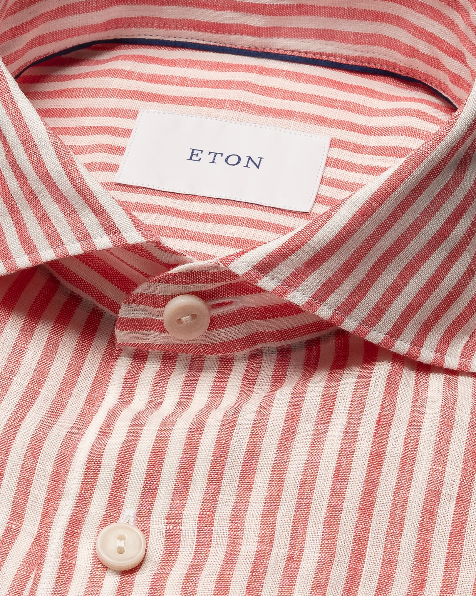 Eton - red striped linen shirt wide spread