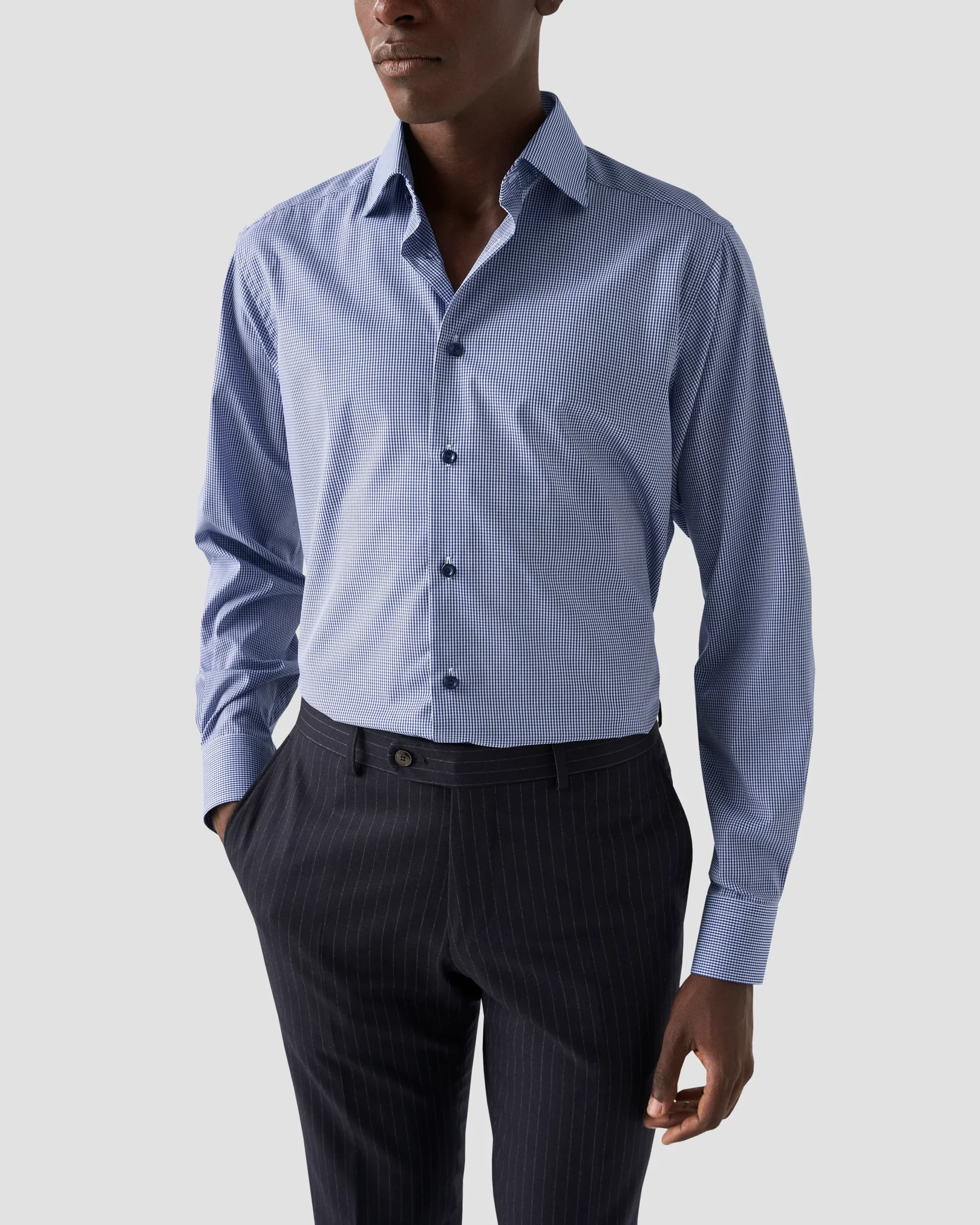 Eton - mid blue poplin cut away single contemporary