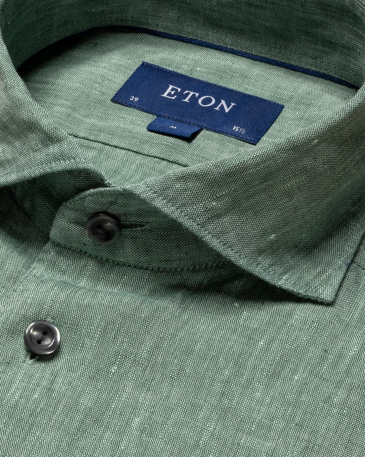 Eton - dark green linen polo shirt