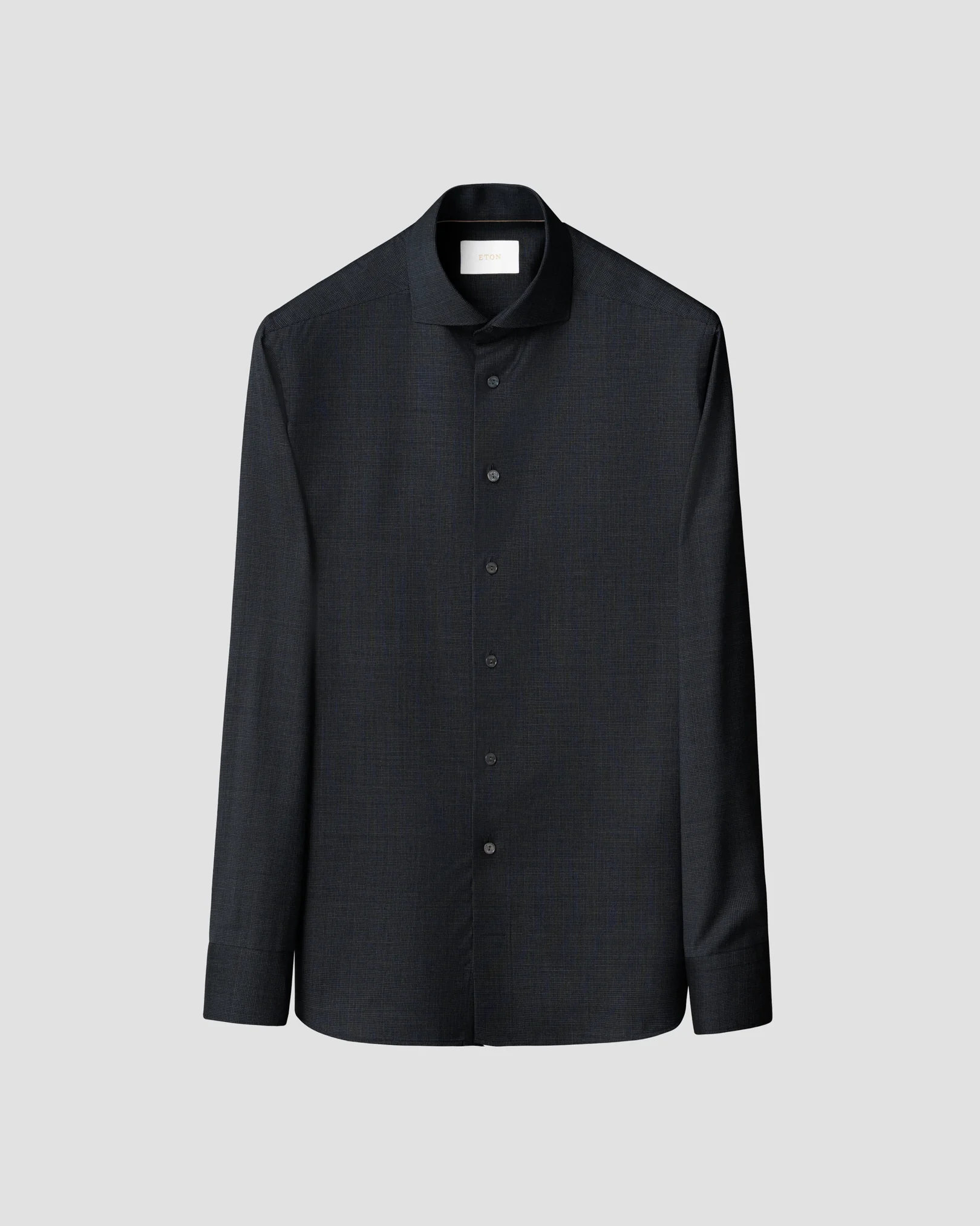 Eton - navy blue houndstooth merino shirt