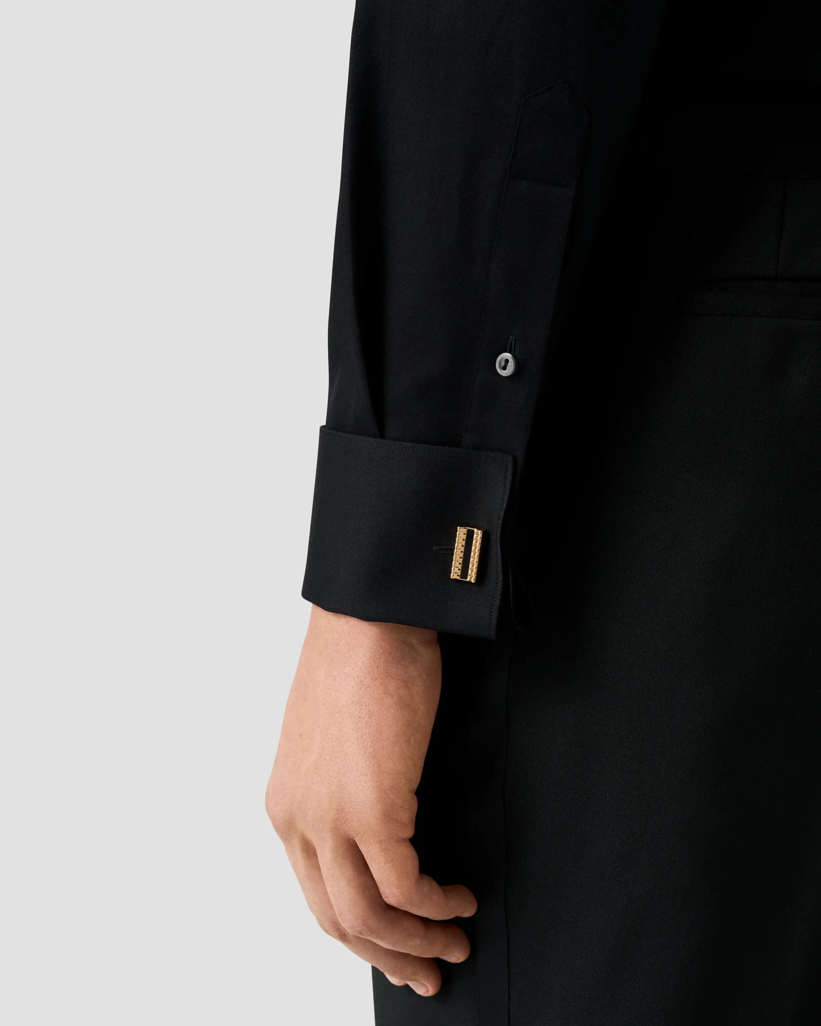 Eton - plisse bib front shirt black plisse bib front shirt