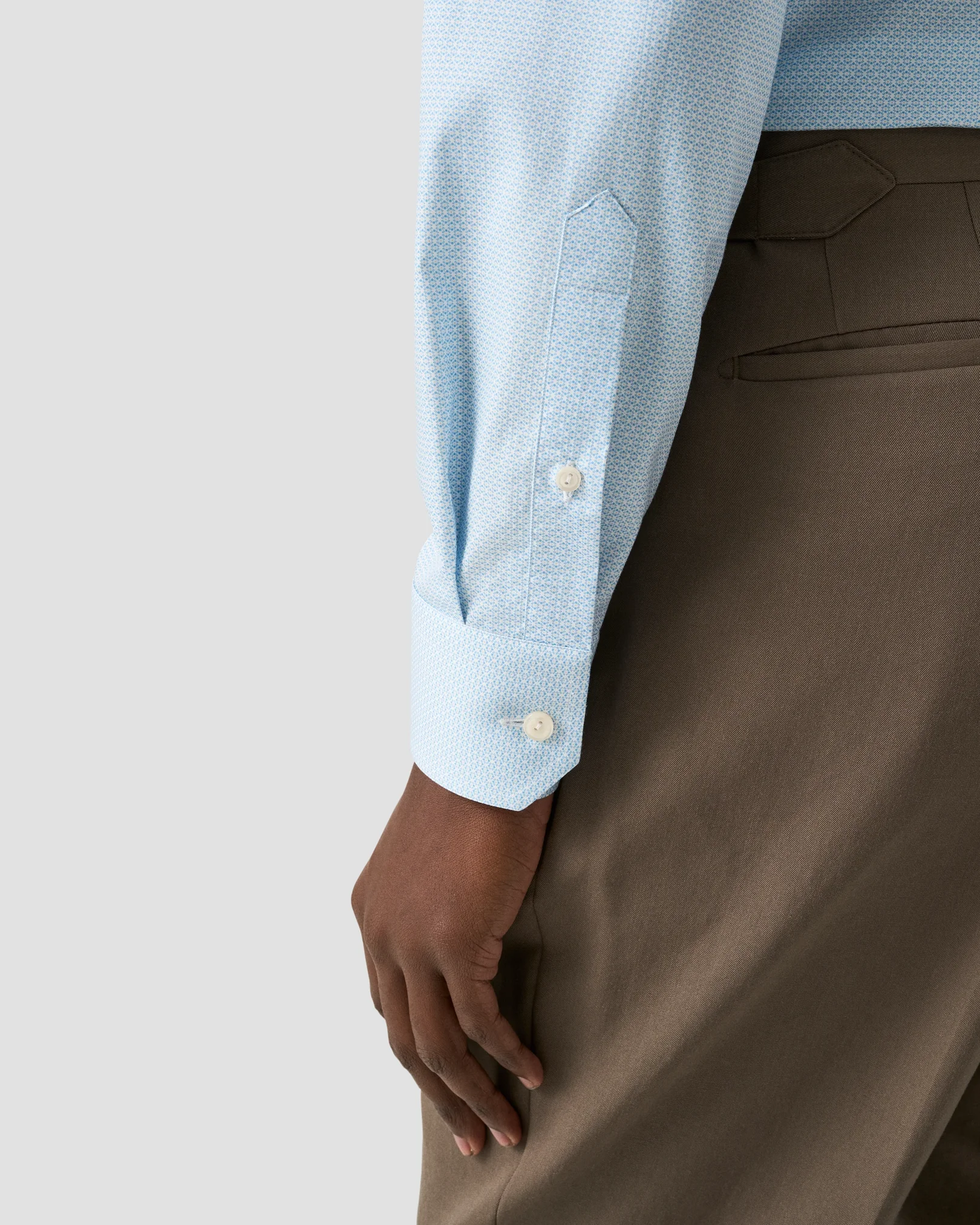 Eton - light blue geometric signature twill shirt cut away 261