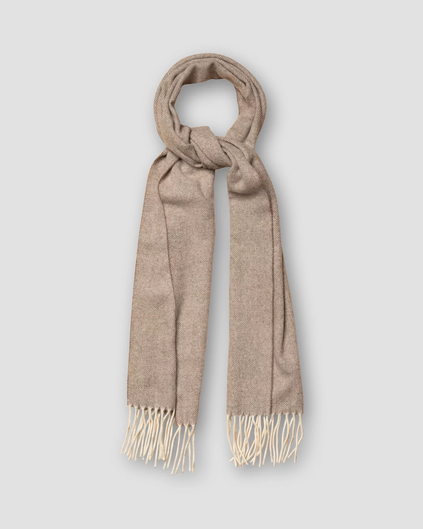 Eton - brown herringbone wool scarf geometric