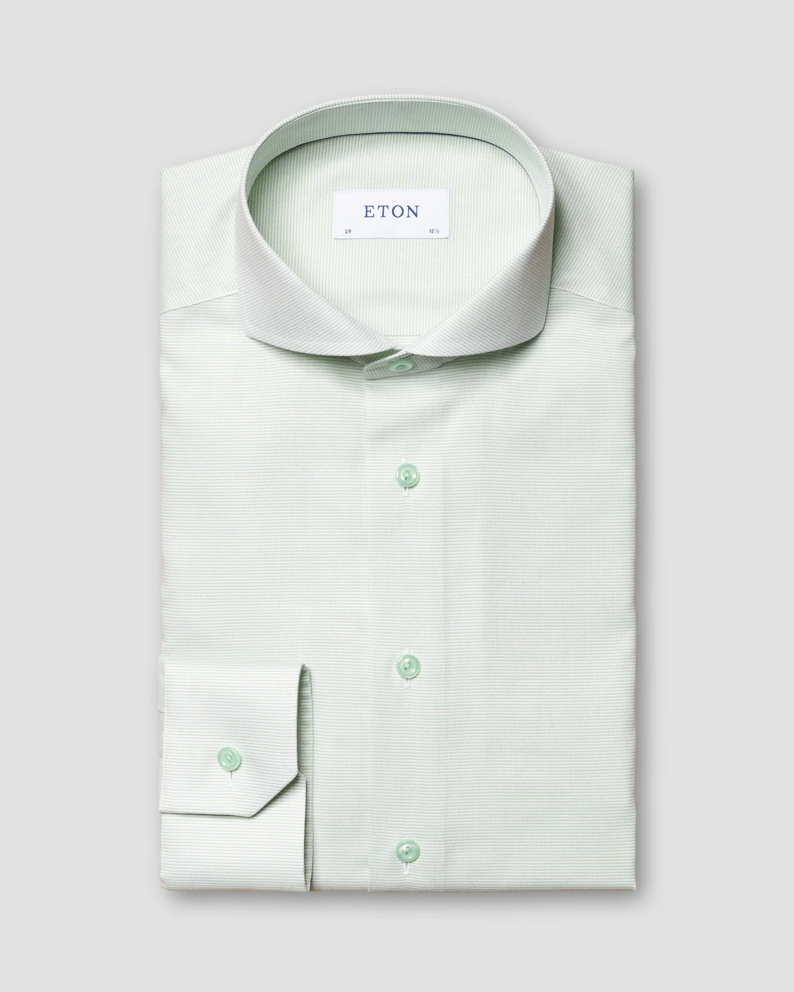 Eton - green twill shirt extreme cut away