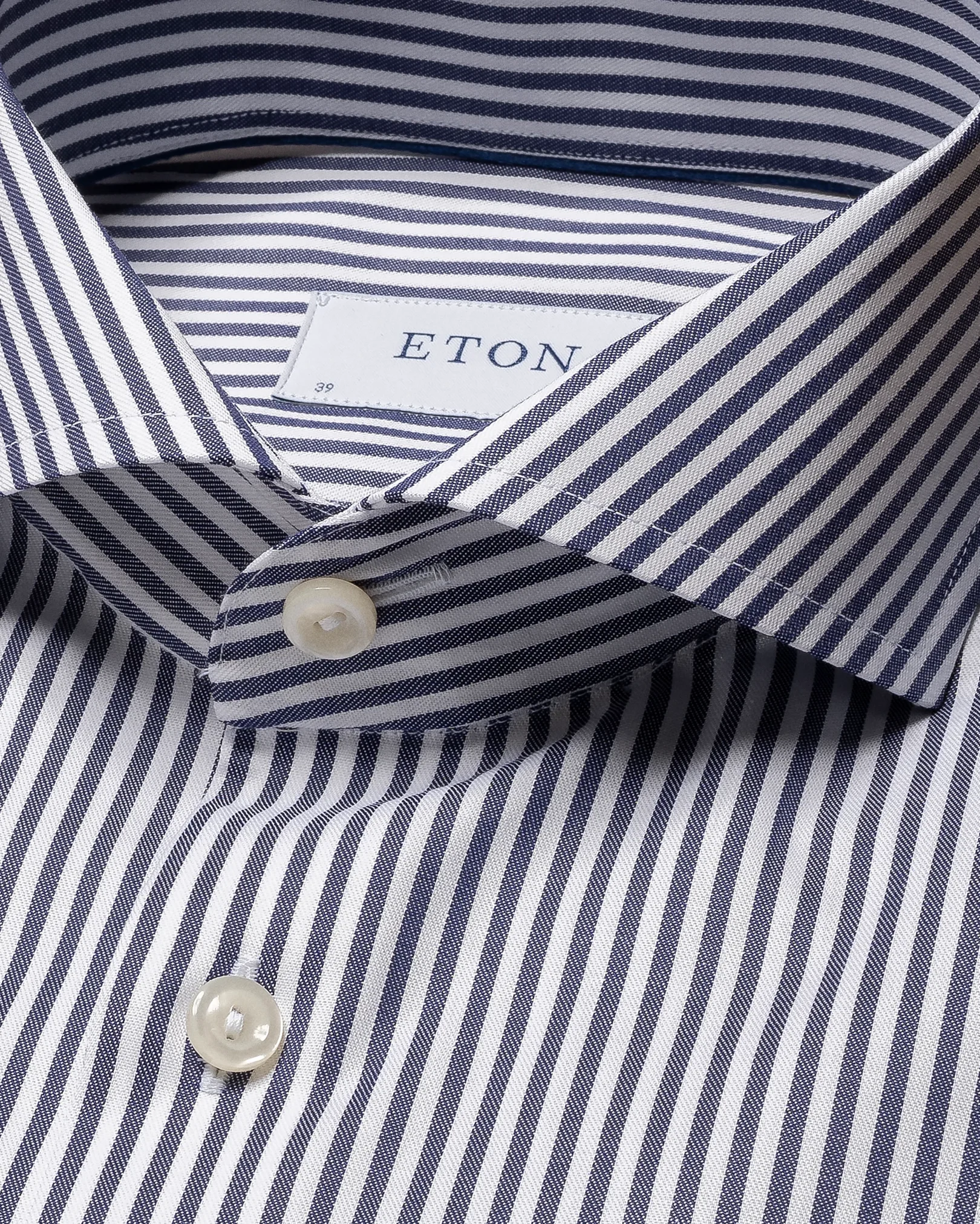 Eton - navy blue signature twill extreme cut away collar single cuff super slim fit