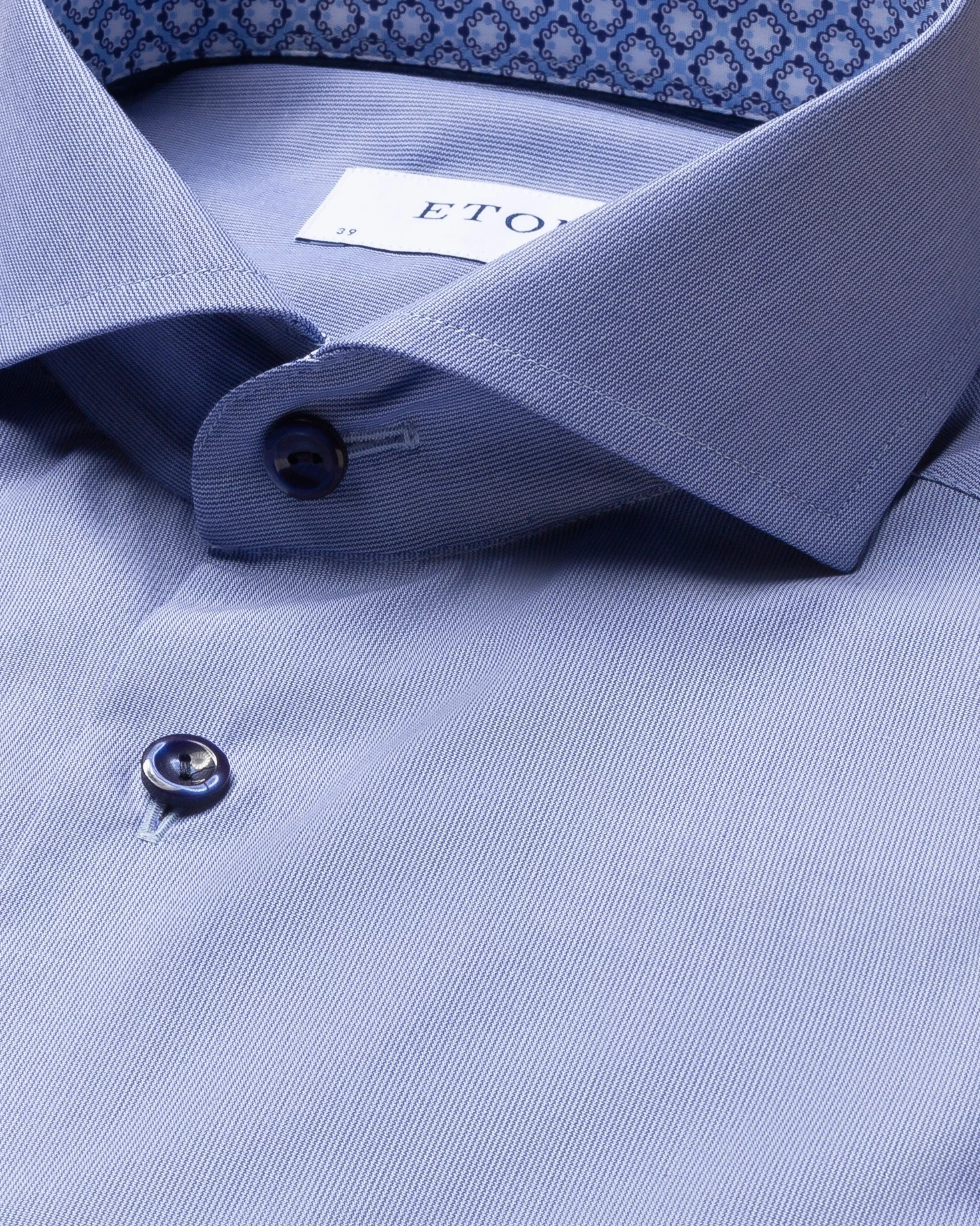 Eton - blue hairline striped shirt navy details extreme cut away