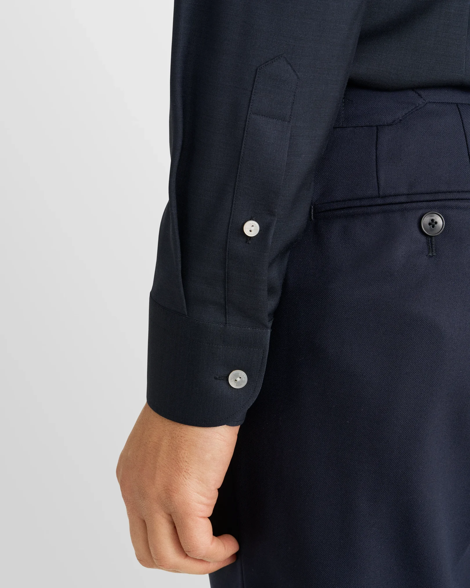 Eton - navy blue solid merino shirt