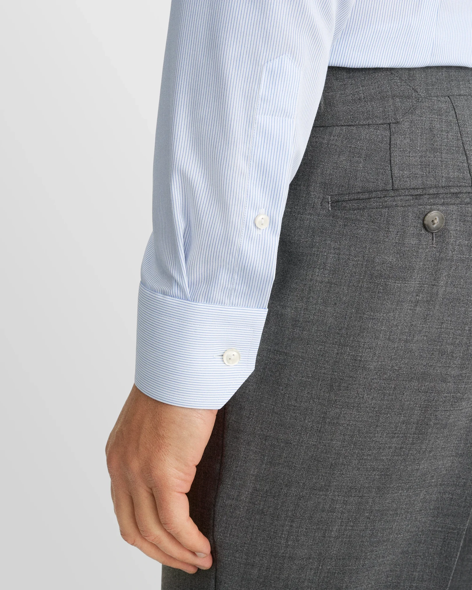 Eton - dark blue striped twill shirt extreme cut away collar