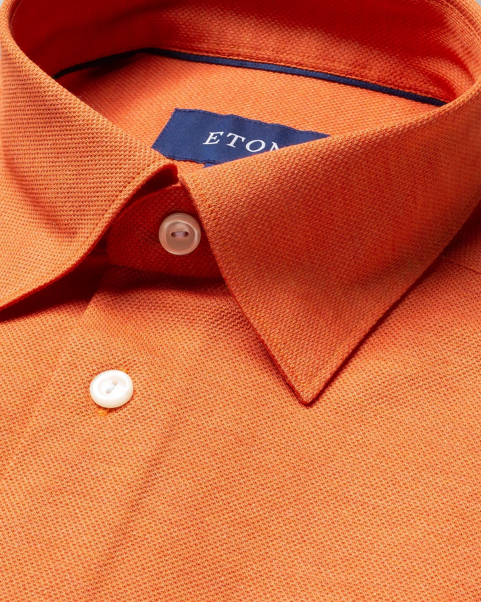 Eton - orange pique shirt long sleeved