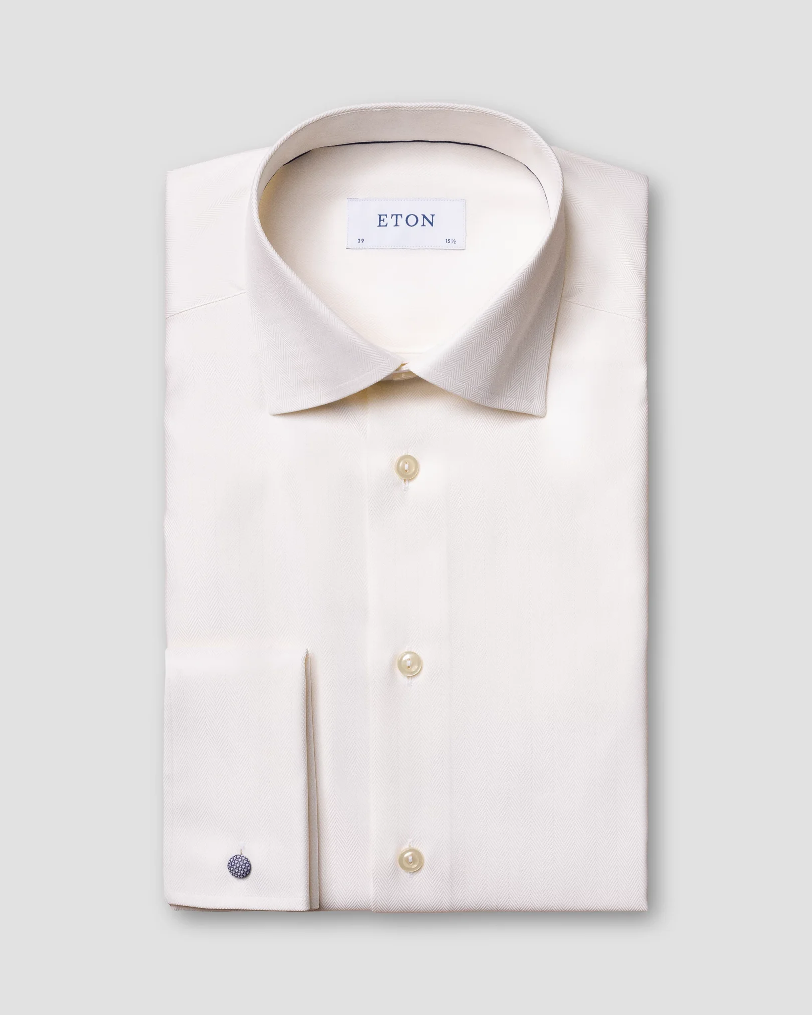 Eton - off white herringbone french cuff shirt