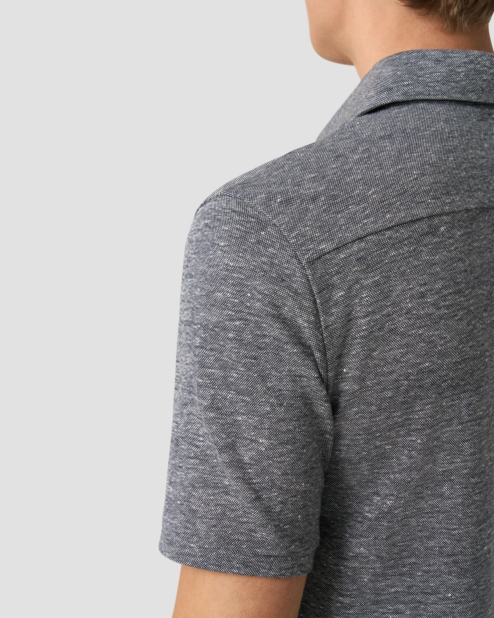 Eton - navy blue cotton linen polo shirt