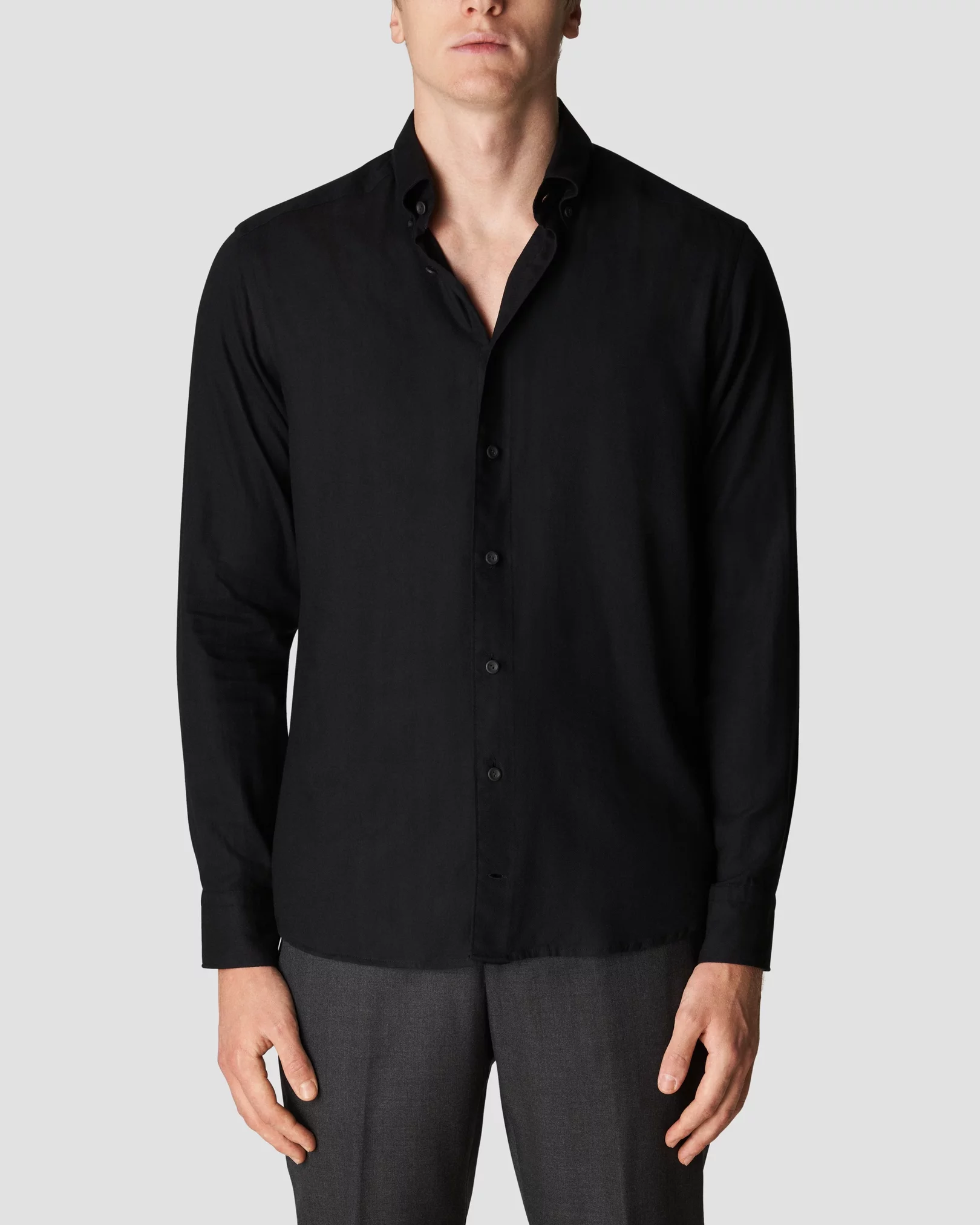 Eton - black lightweight flannel