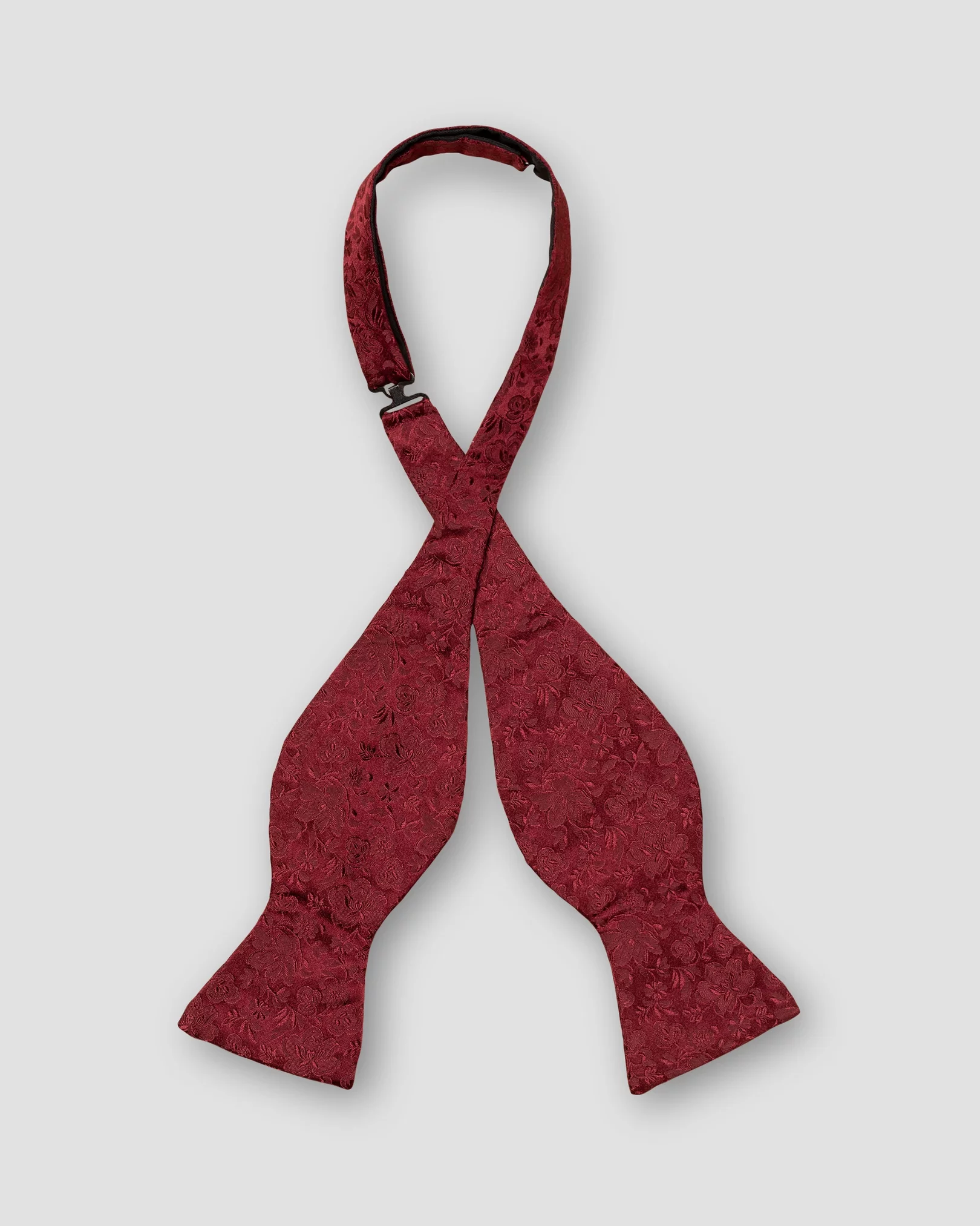 Red Floral Jacquard Silk Bow Tie — Self Tied - Eton