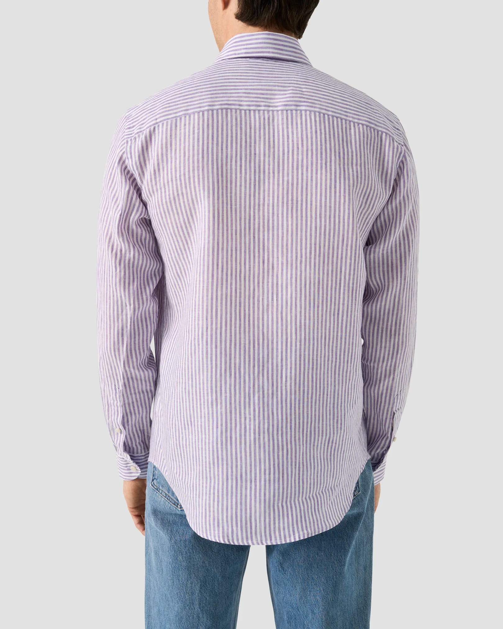 Eton - striped linen shirt wide spread 261