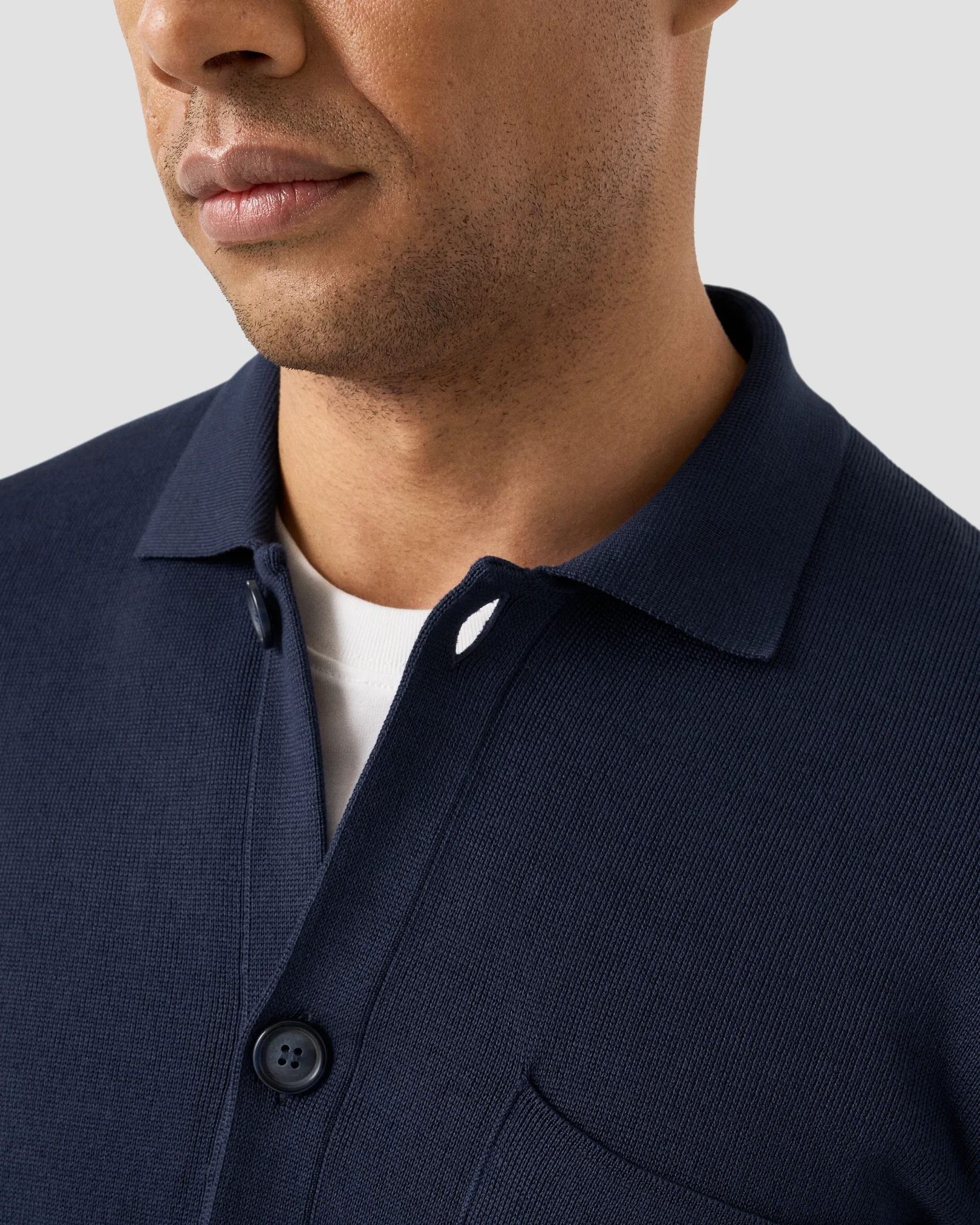 Eton - navy blue milano knit overshirt