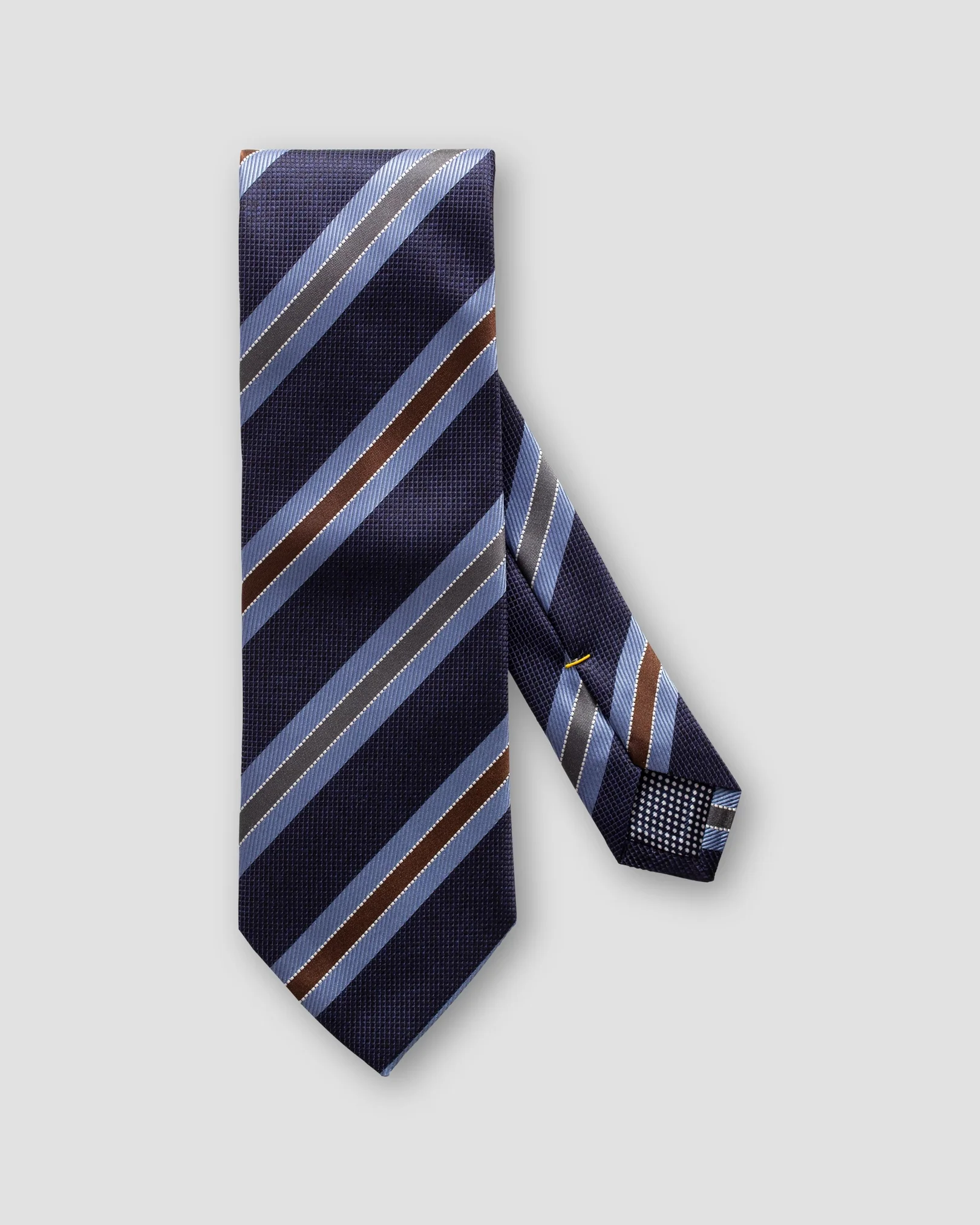 Eton - blue grey brown striped silk tie