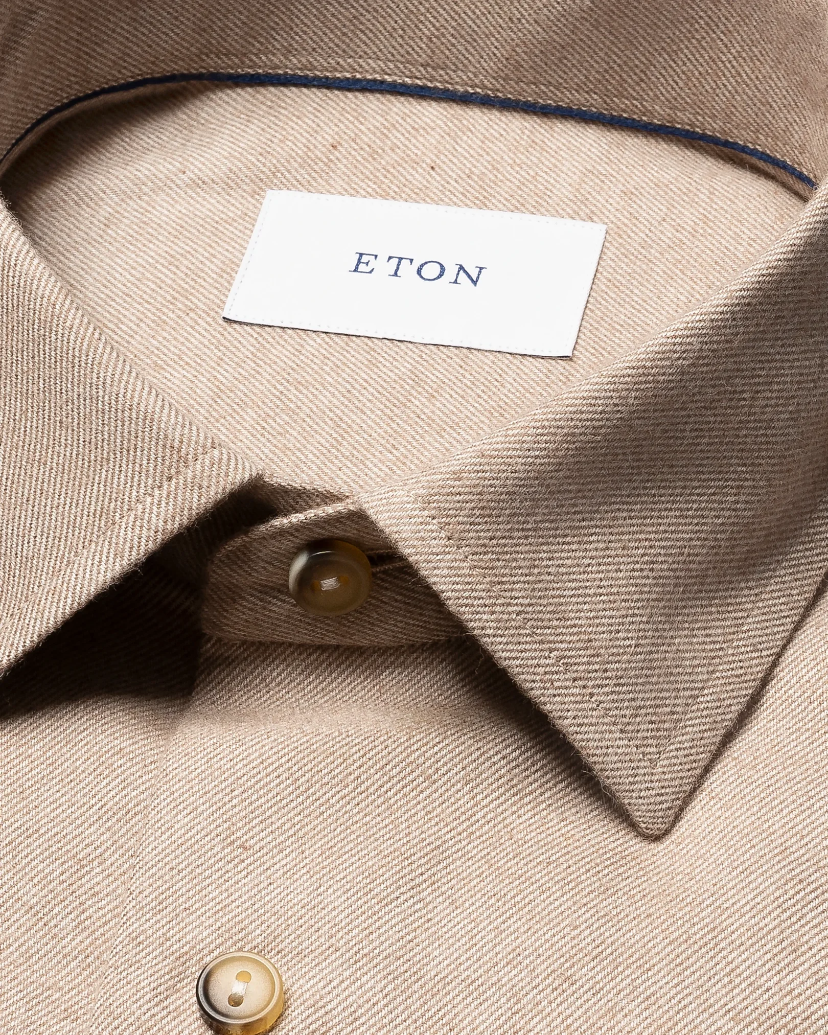 Eton - beige solid flannel shirt