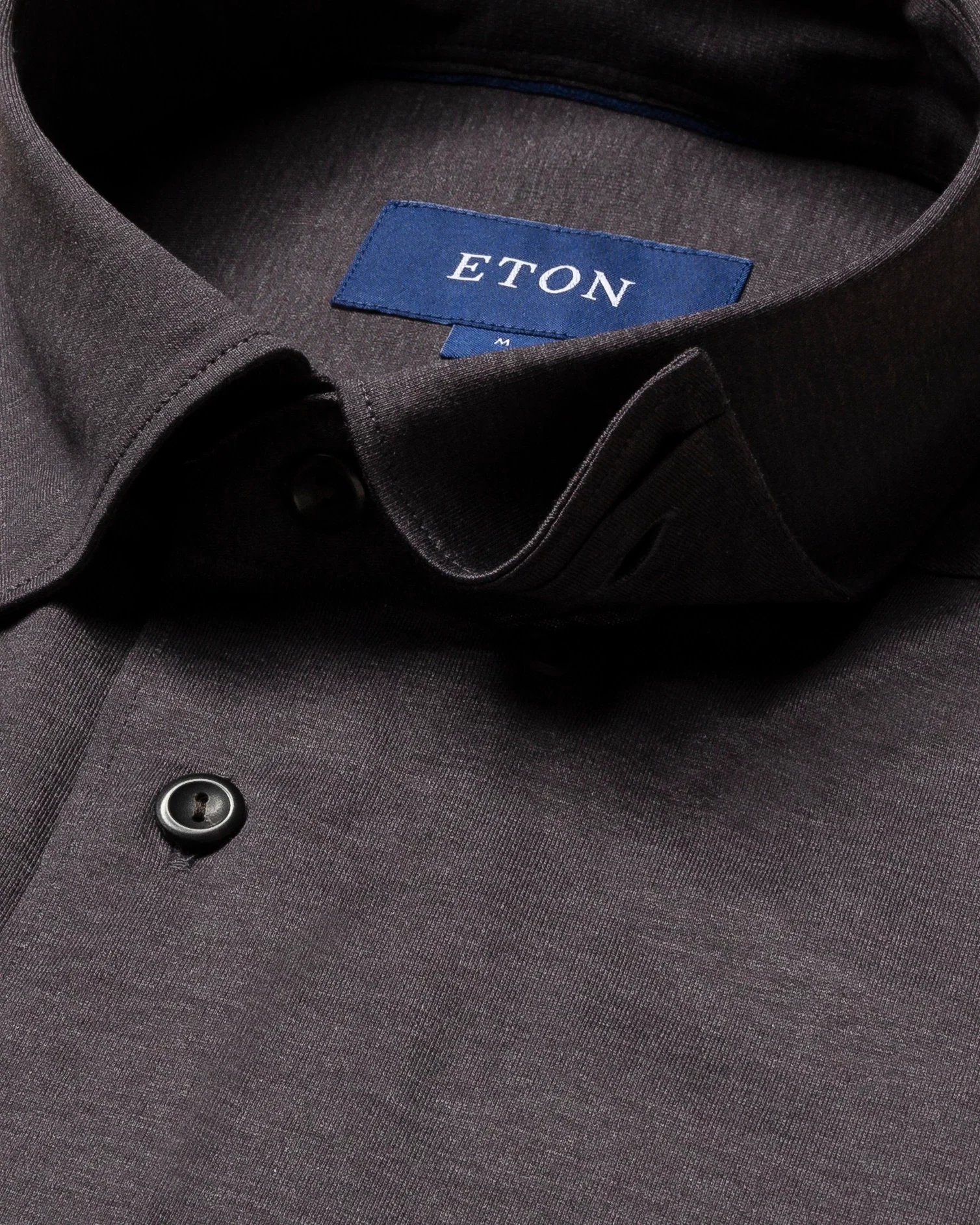 Eton - browngrey jersey shirt tone in tone buttons