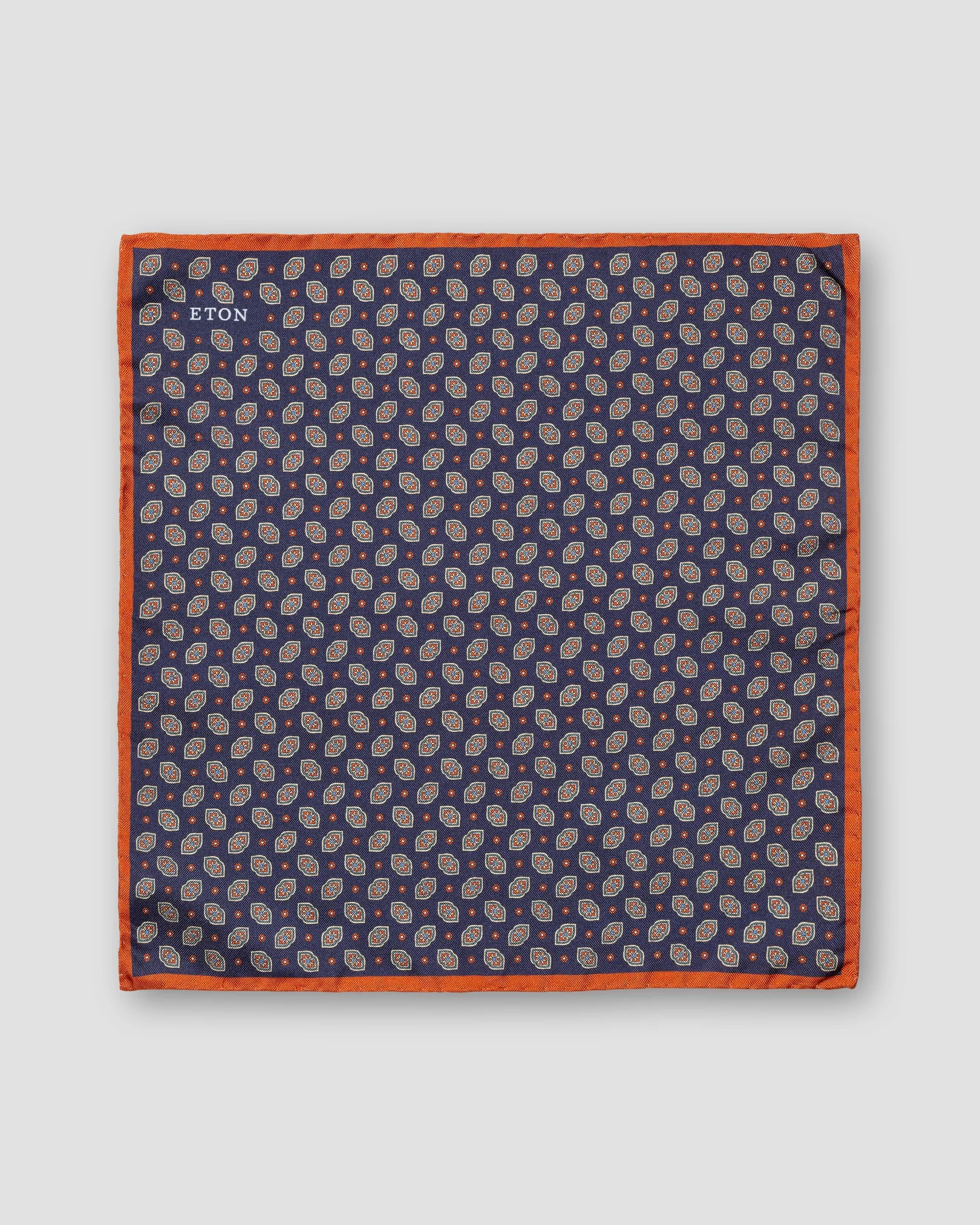 Eton - navy blue geometric printed pocket square