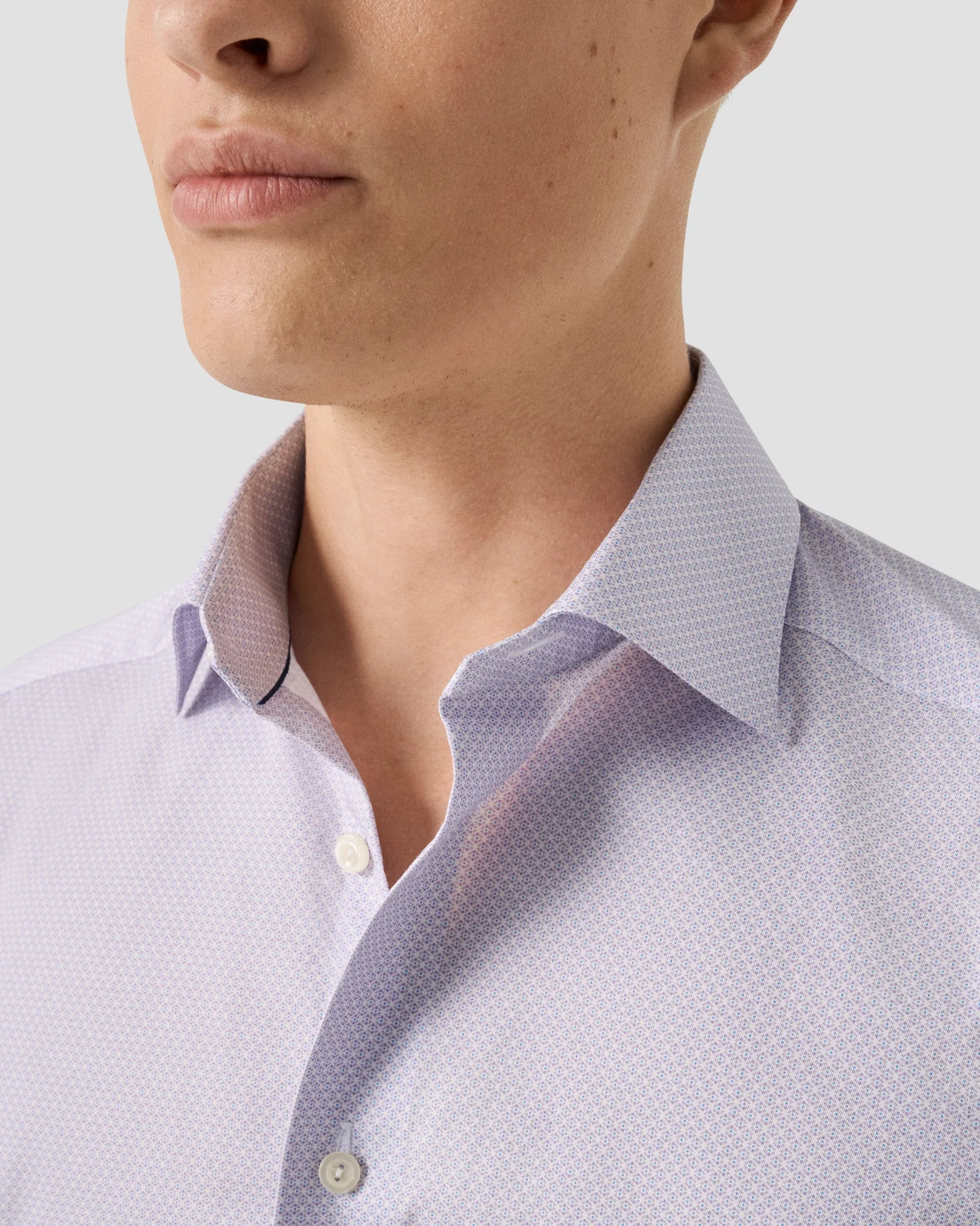Eton - light purple geometric signature twill shirt