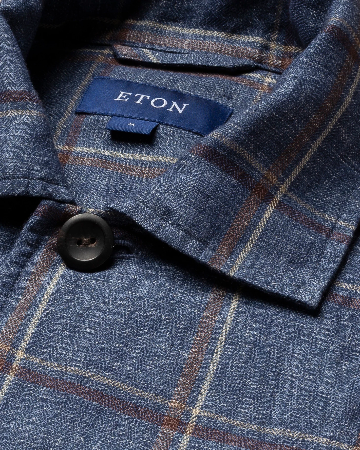 Eton - dark blue checked linen overshirt