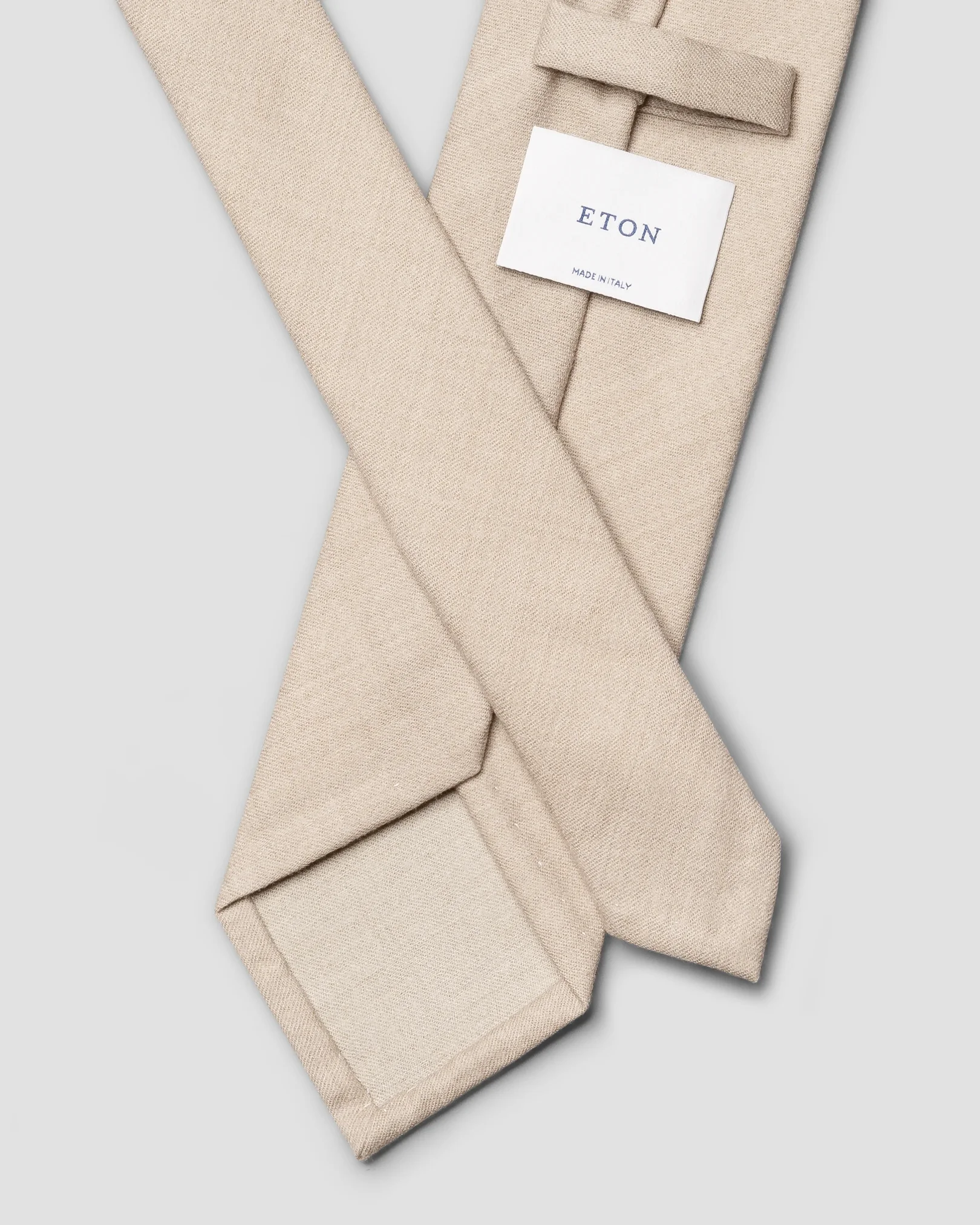 Eton - solid wool flannel tie beige solid wool flannel tie