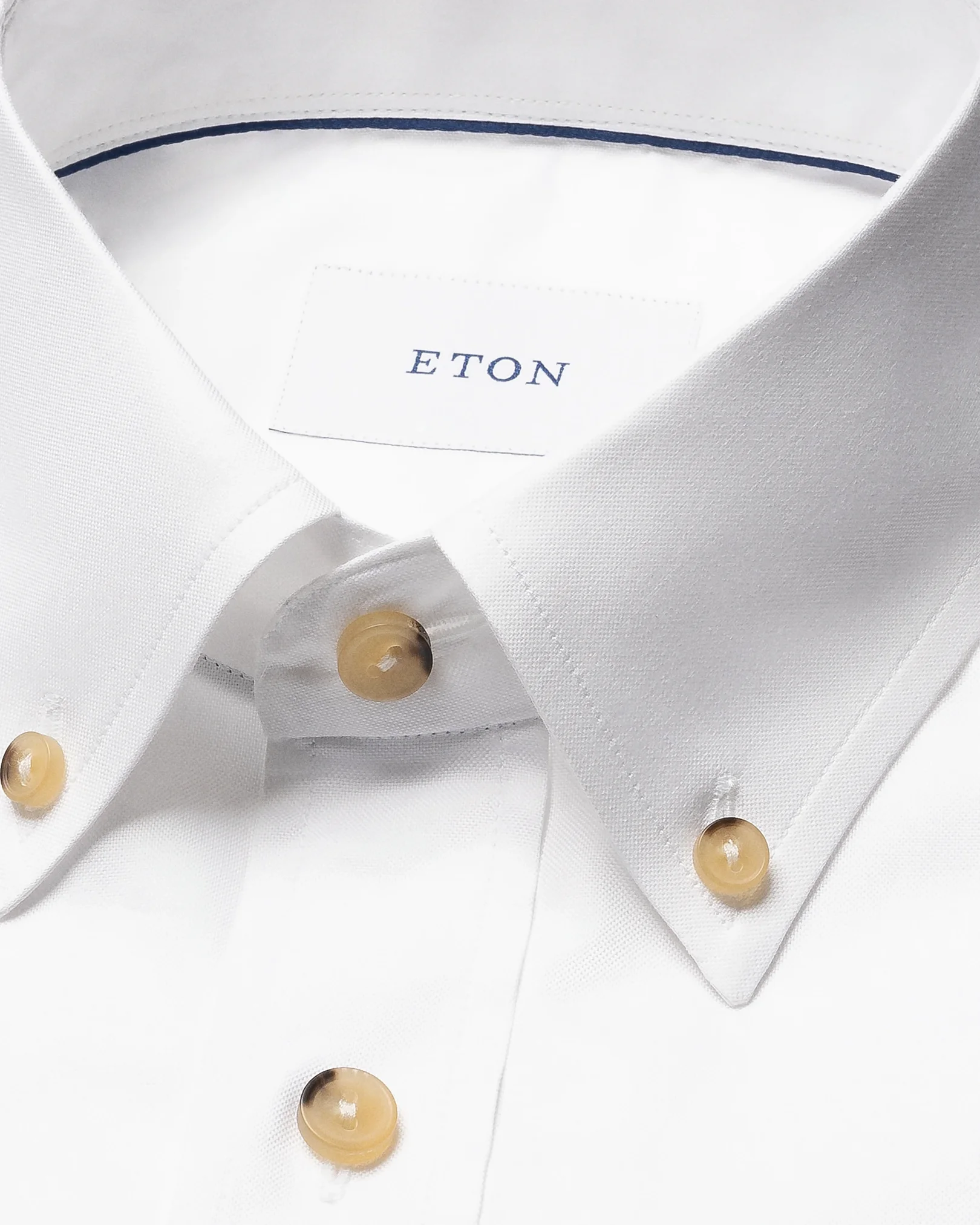 Eton - white solid oxford shirt button down rounded single casual fit