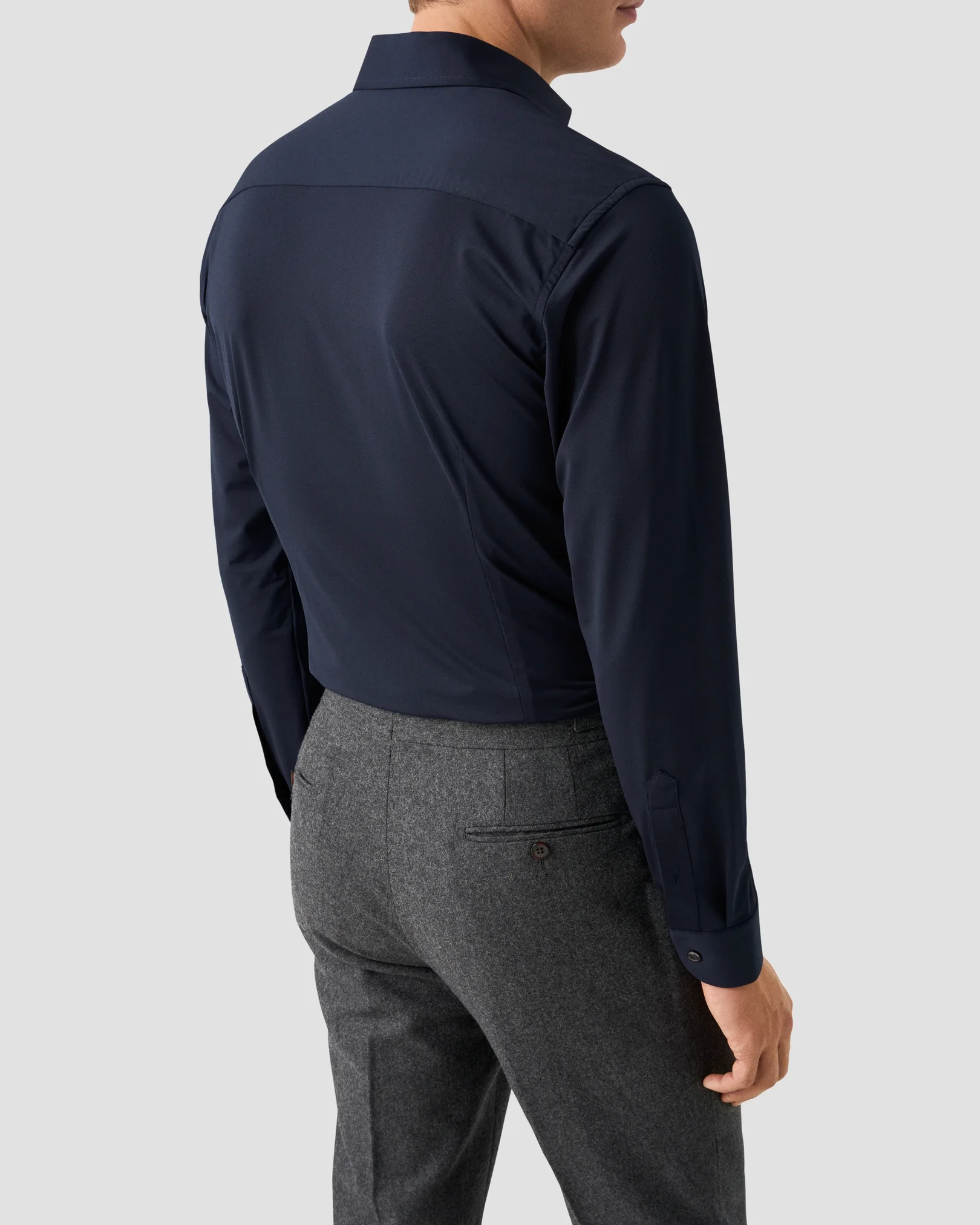 Eton - navy blue 4 way stretch shirt