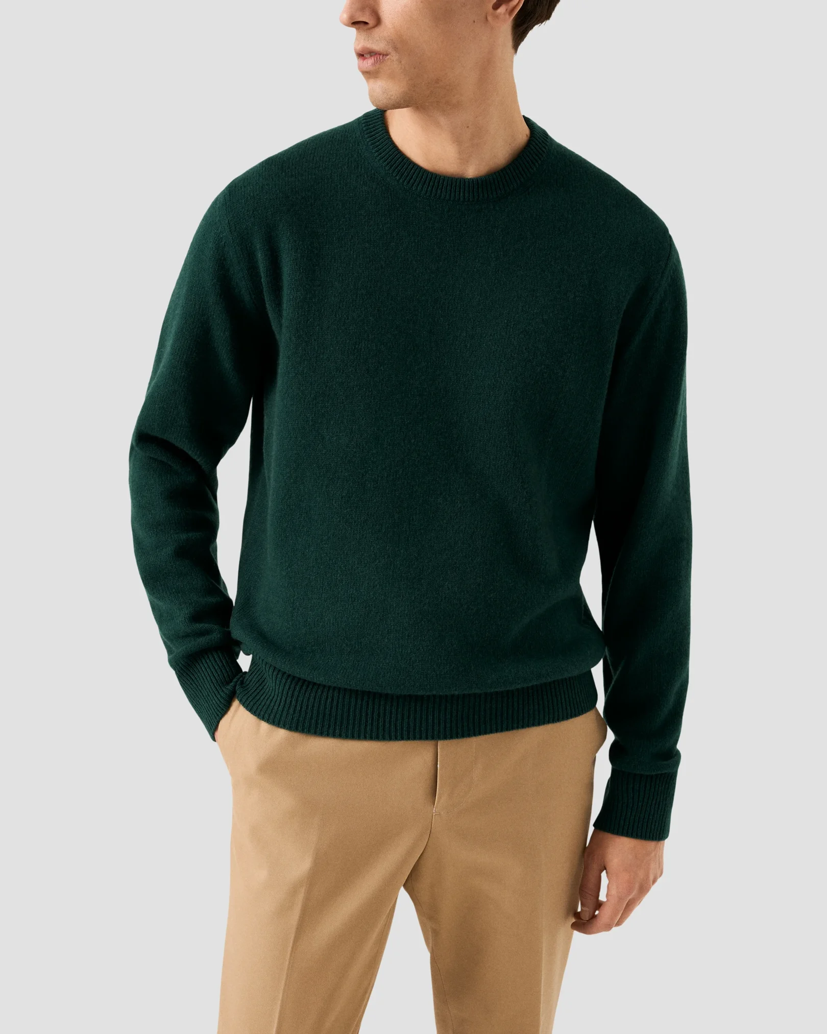 Eton - dark green cashmere knit crew neck