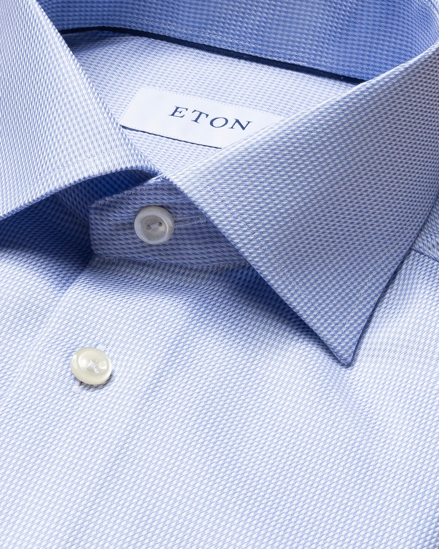 Eton - Light Blue Patterned Textured Twill Shirt
