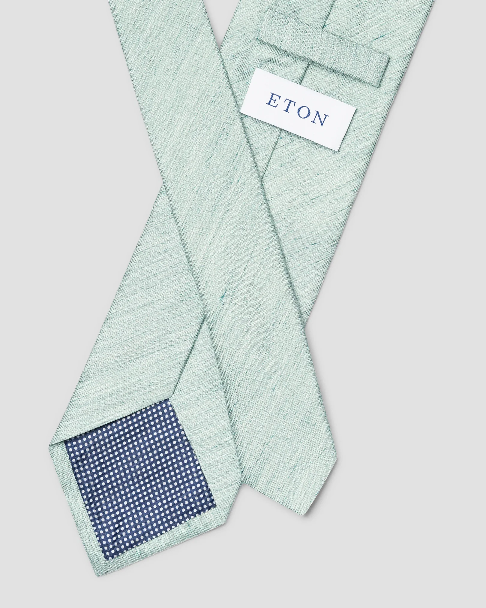 Eton - light green solid silk linen tie