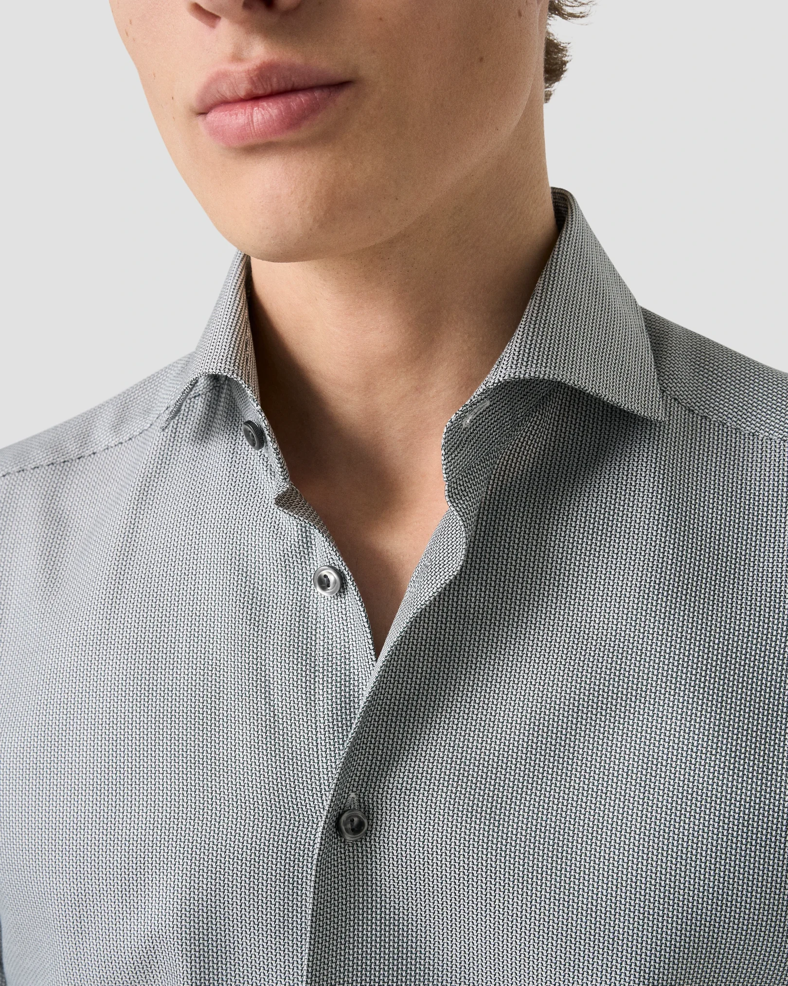 Eton - dark green semi solid dobby shirt