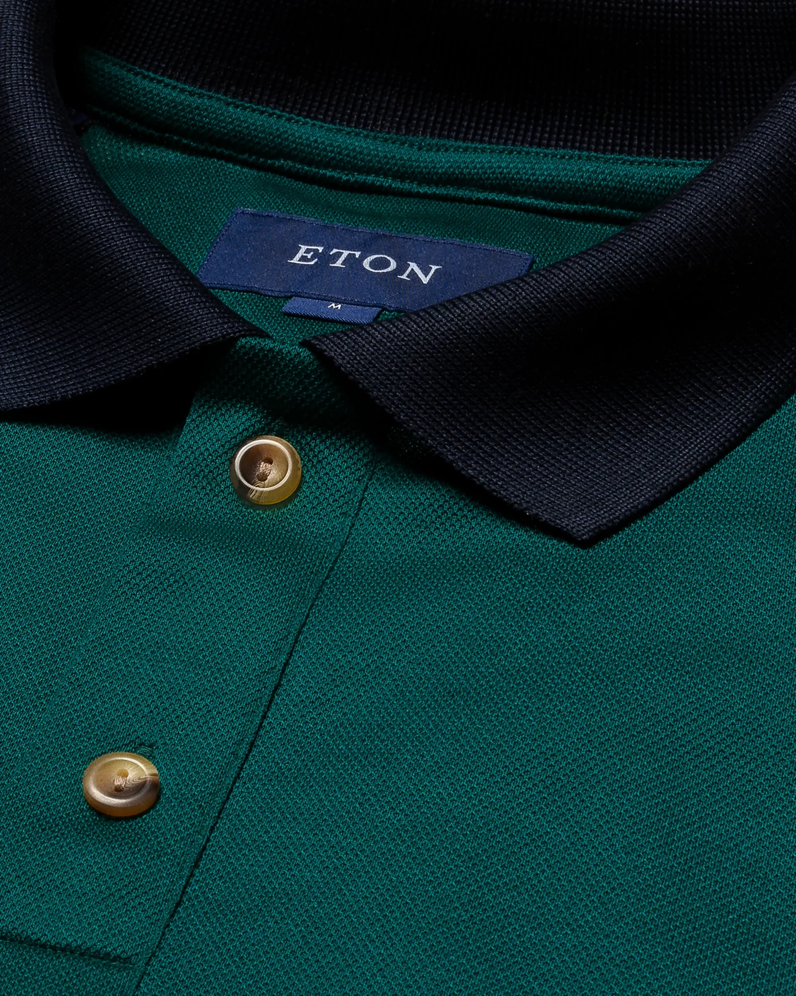Eton - mid green knit pique knitted jersey