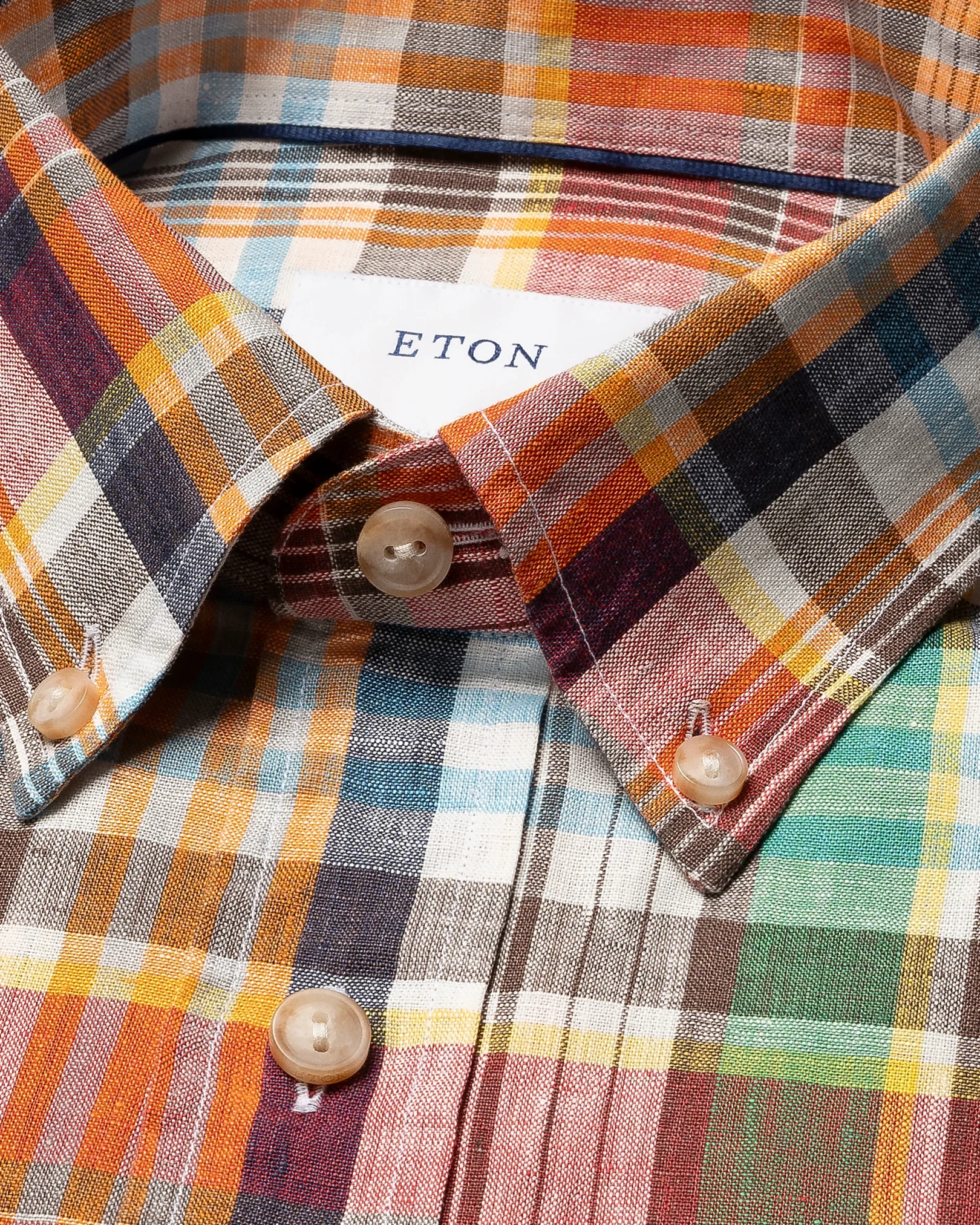 Eton - bold check linen shirt